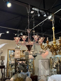 Pink Murano 8-Arm Glass Chandelier