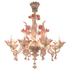 Pink Murano 8-Light Chandelier