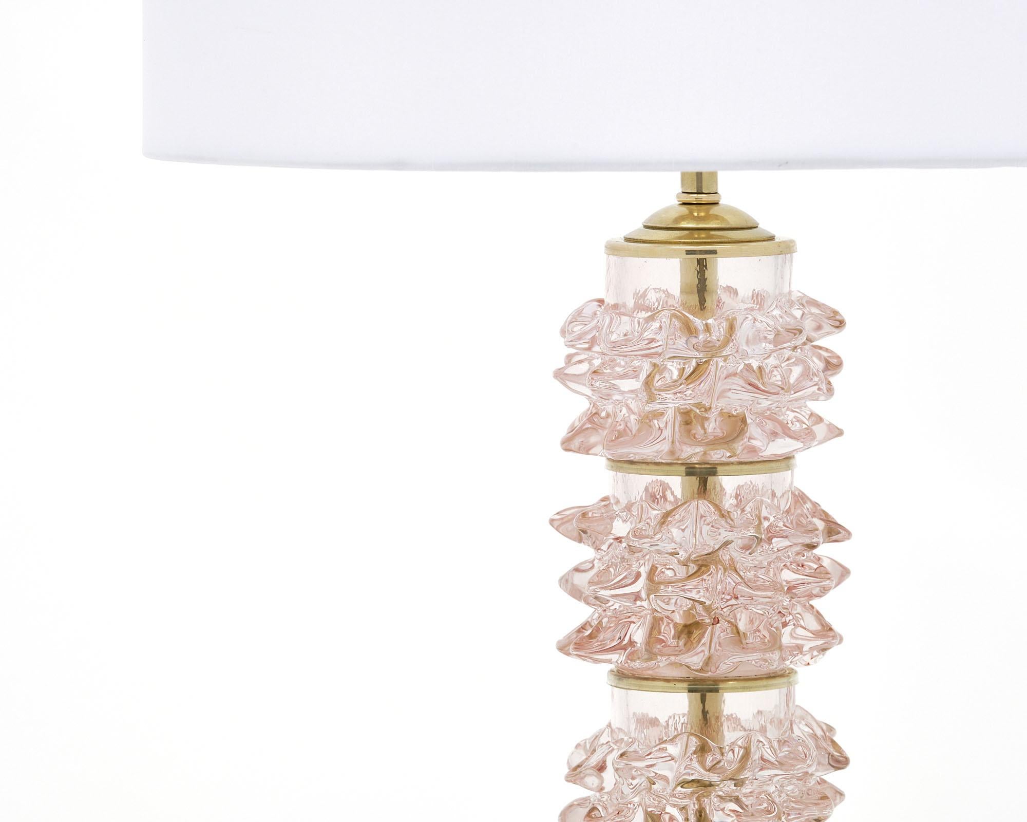 Pink Murano Barovier Rostrate Lamps In Good Condition In Austin, TX