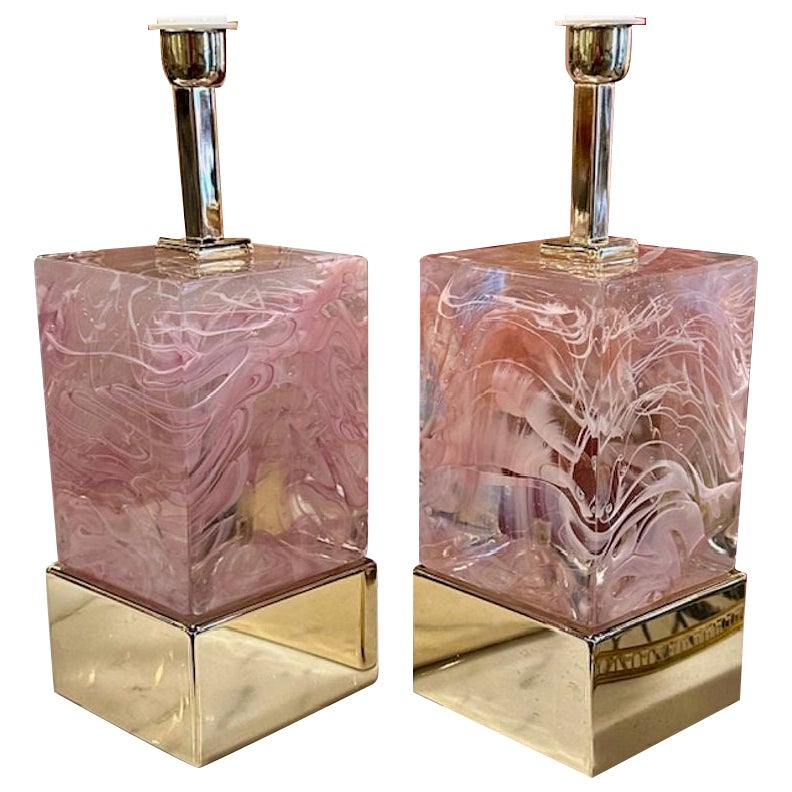 Pink Murano Block Lamps For Sale