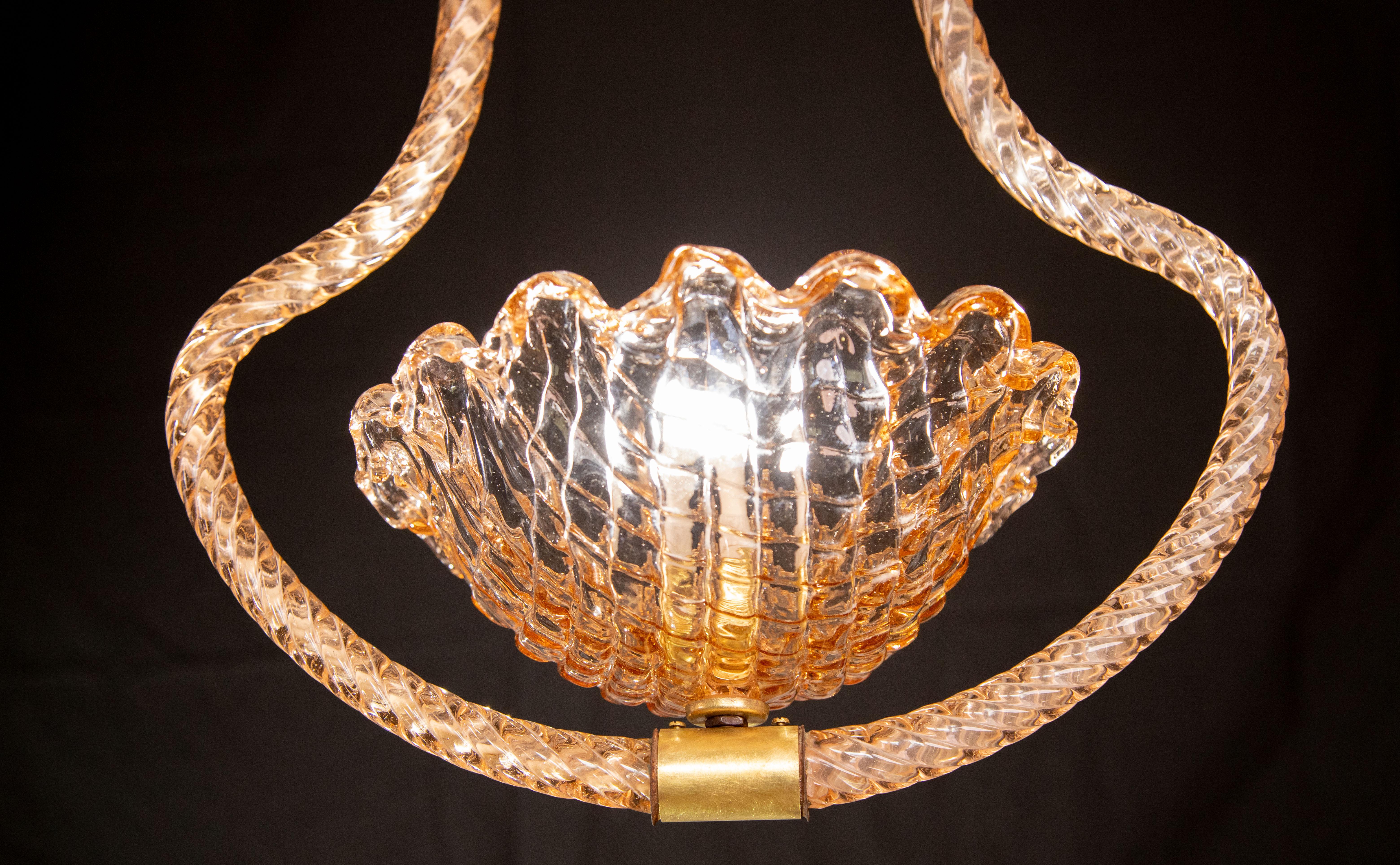 Pink Murano Chandelier by Ercole Barovier, Murano, 1930s For Sale 5