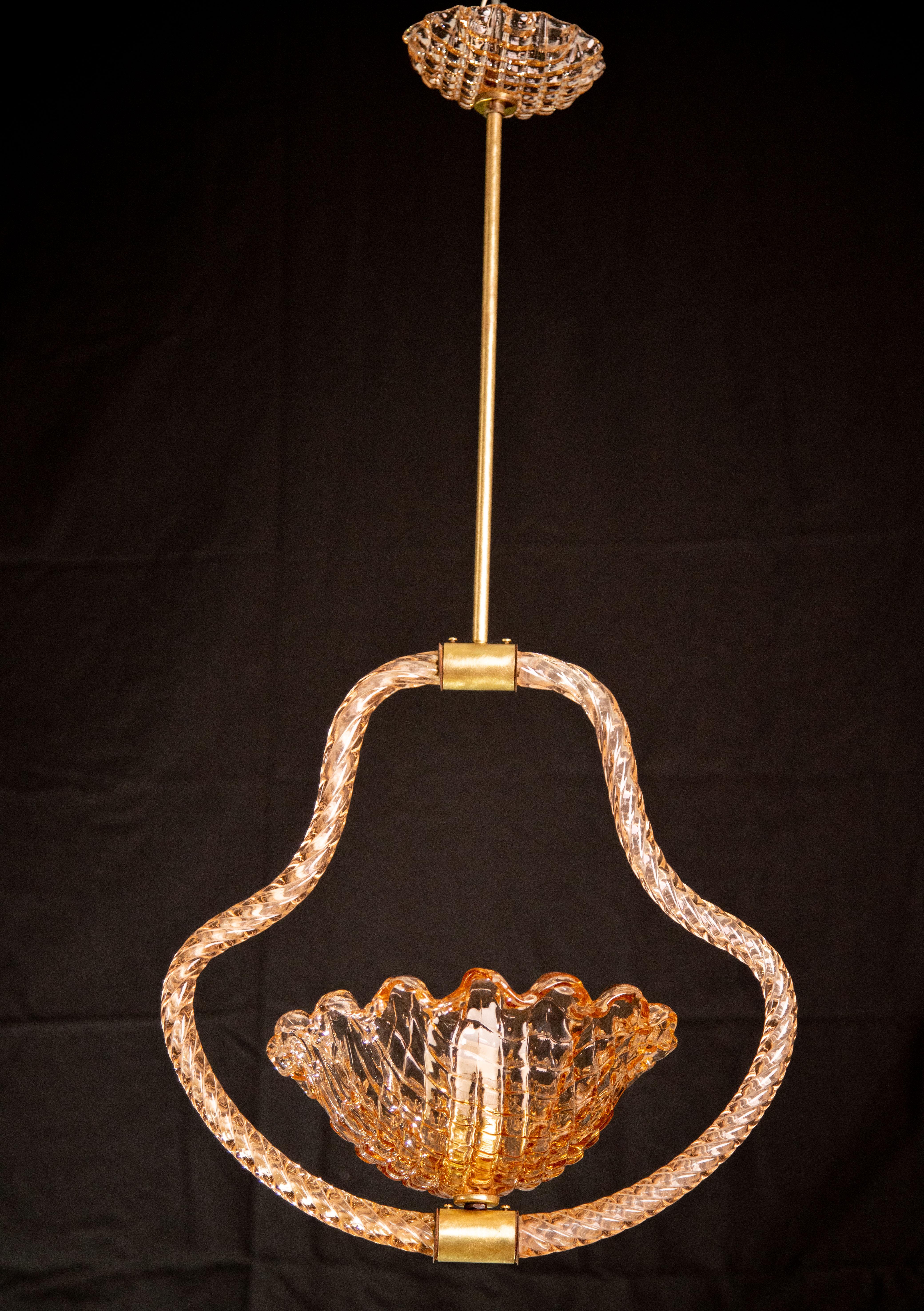 Pink Murano Chandelier by Ercole Barovier, Murano, 1930s For Sale 2