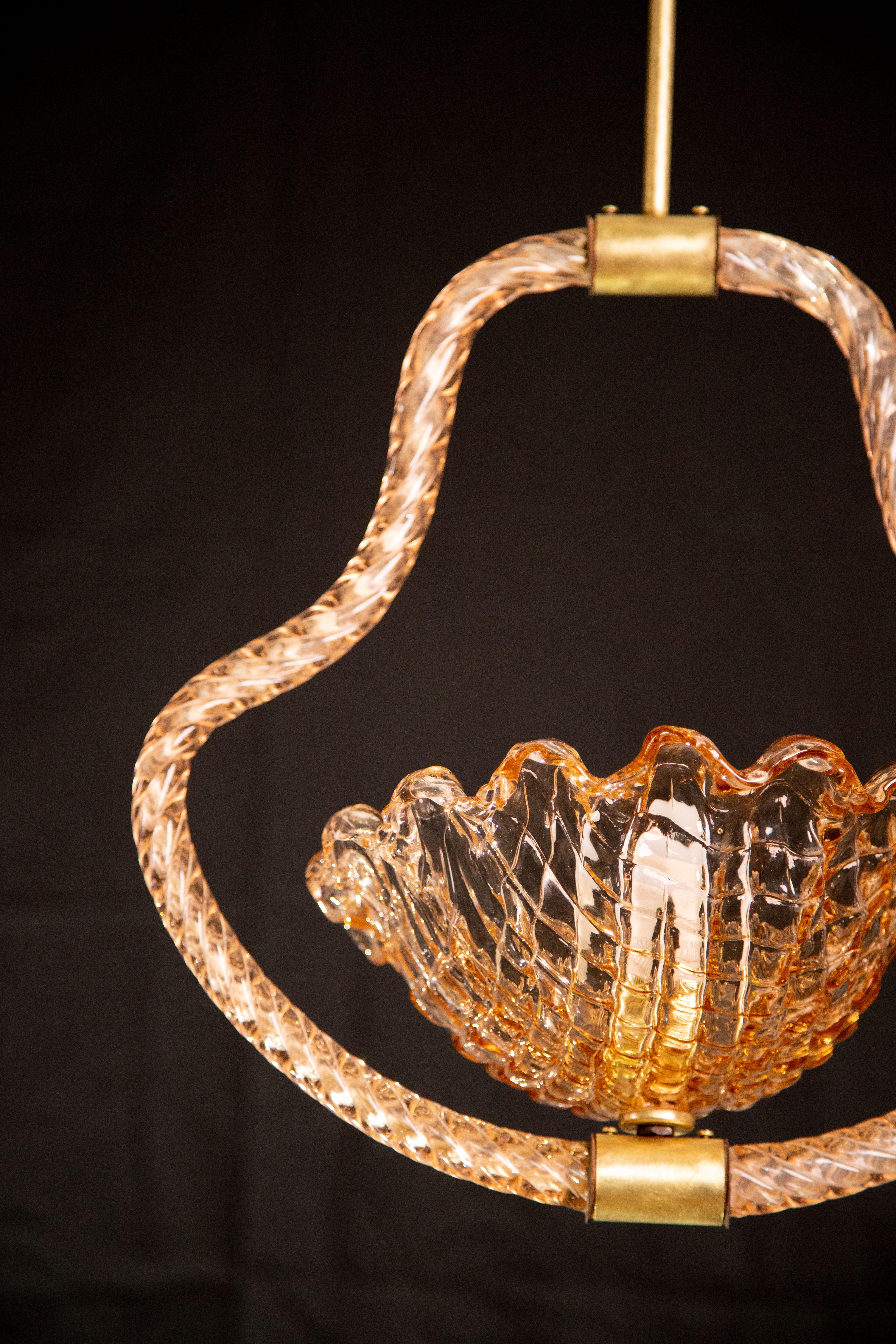 Pink Murano Chandelier by Ercole Barovier, Murano, 1930s For Sale 3