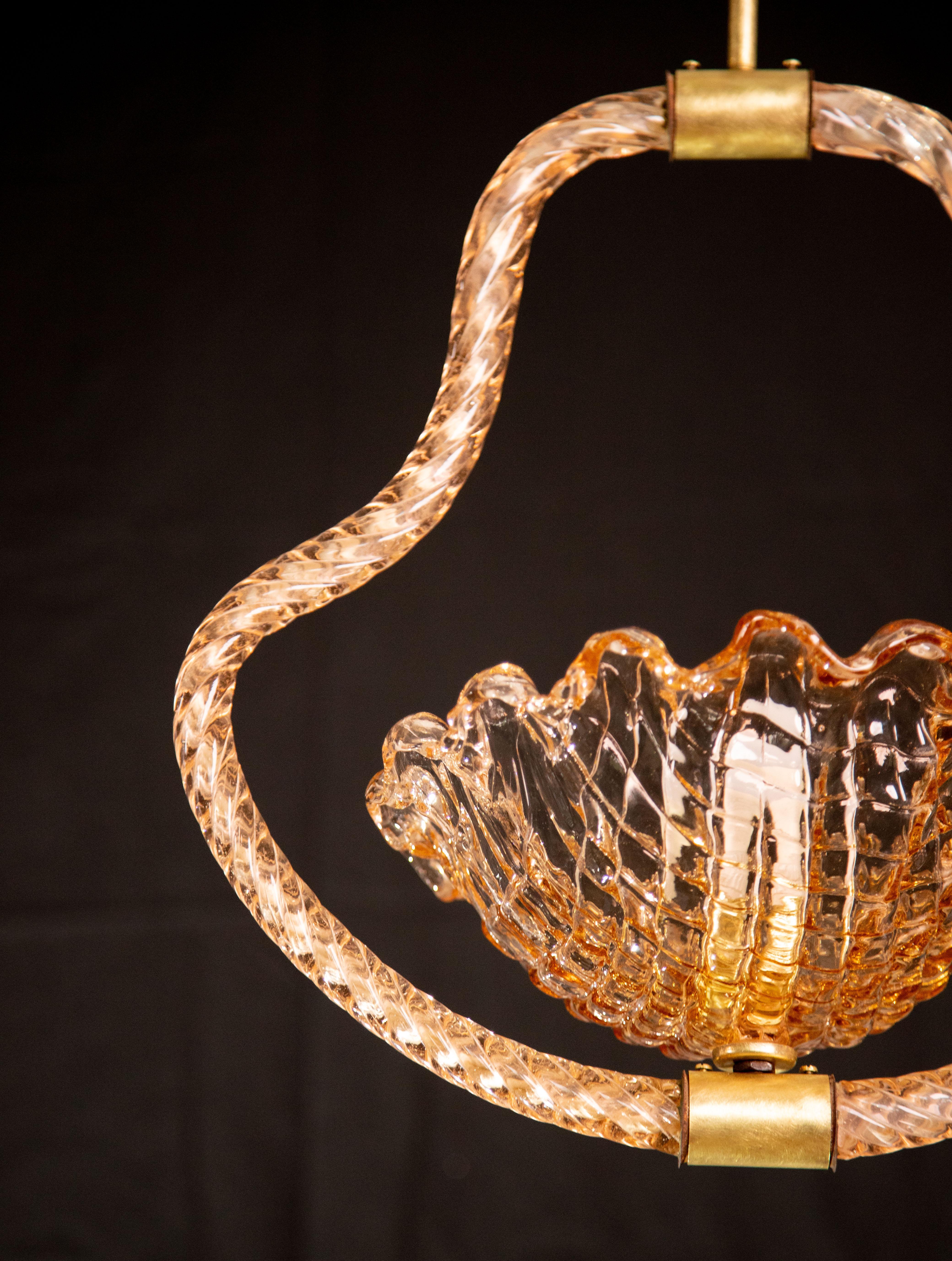 Pink Murano Chandelier by Ercole Barovier, Murano, 1930s For Sale 4