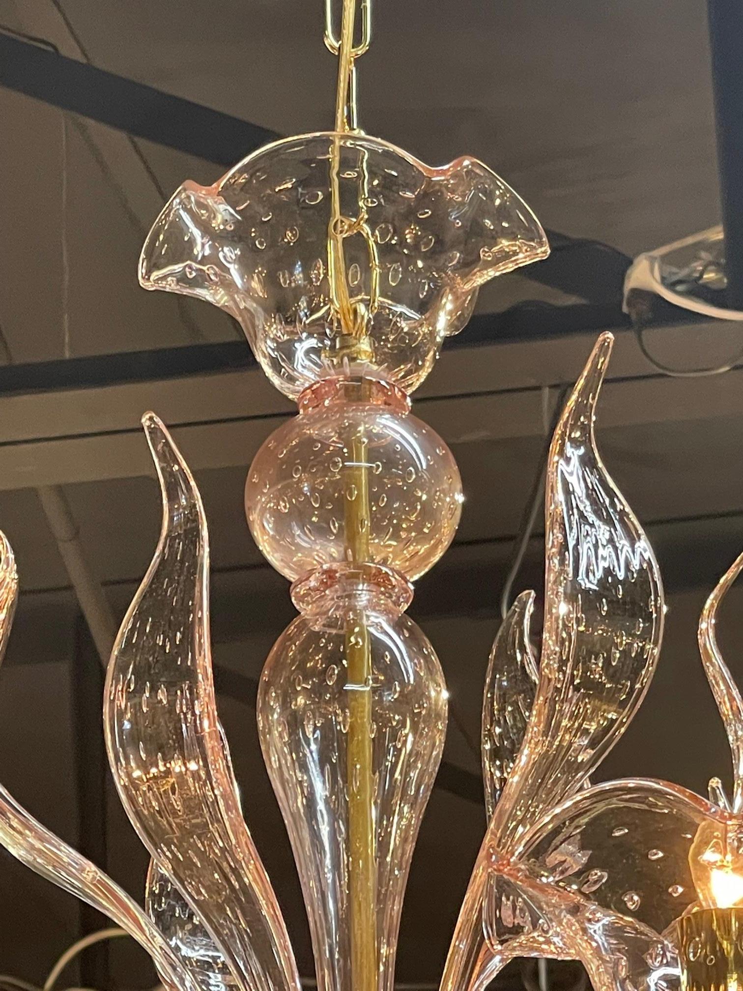Contemporary Pink Murano Chandelier For Sale