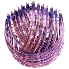 Pink Murano Curvati Ceiling Light or Flush Mount, 1990