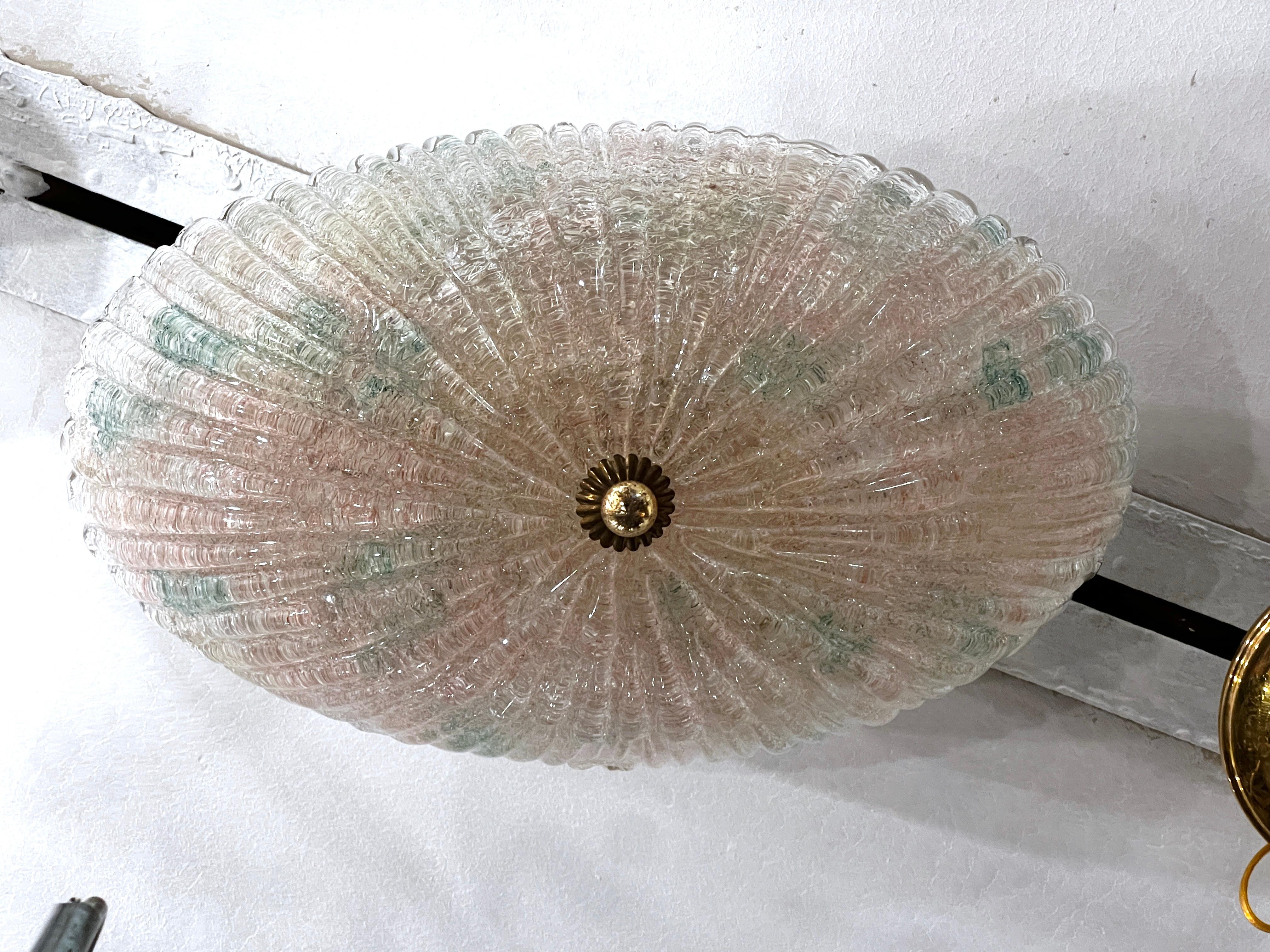 Mid-20th Century Pink Murano Flush Mount For Sale
