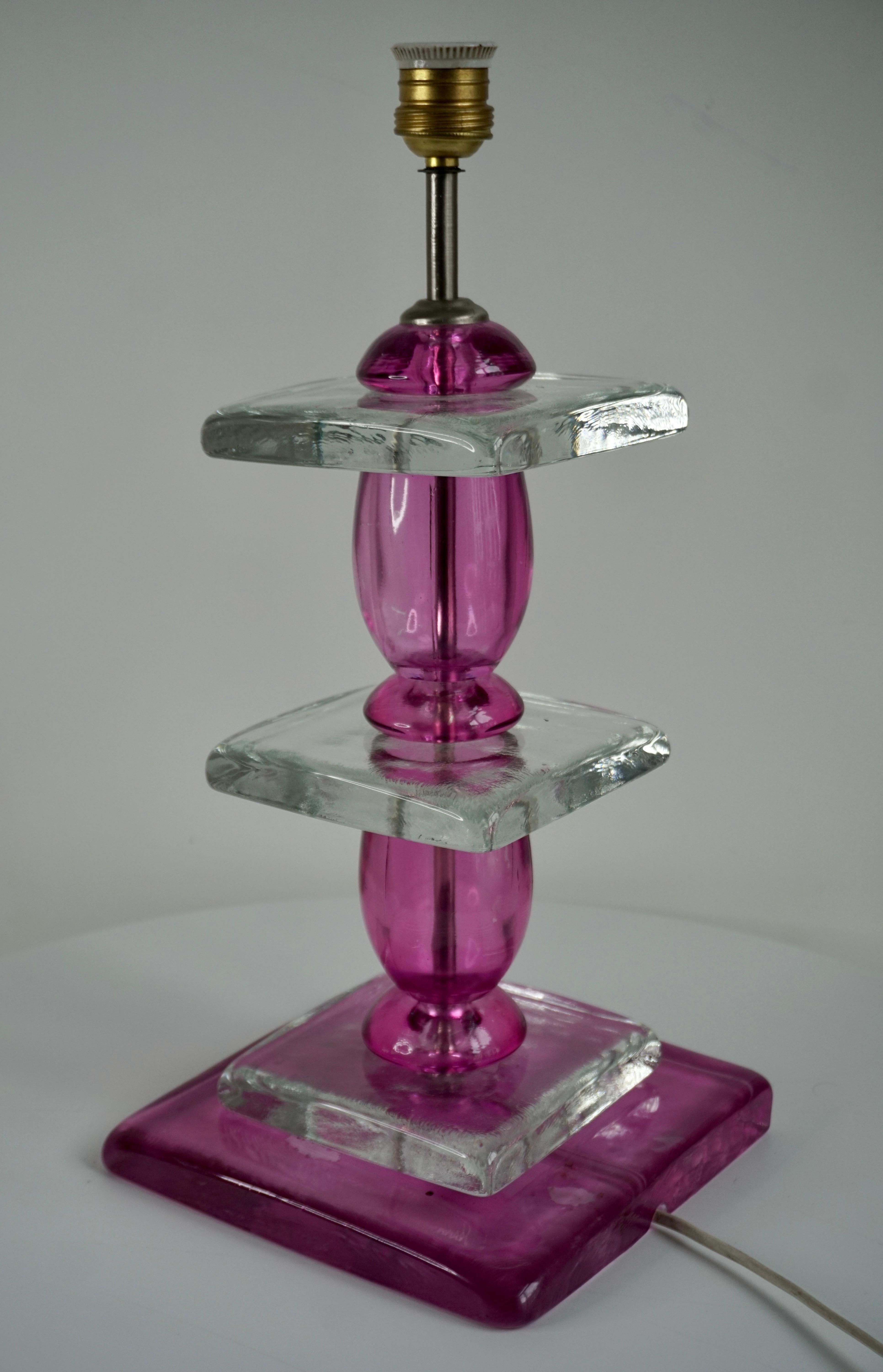 Mid-Century Modern Pink Murano Glass 1970s Table Light For Sale