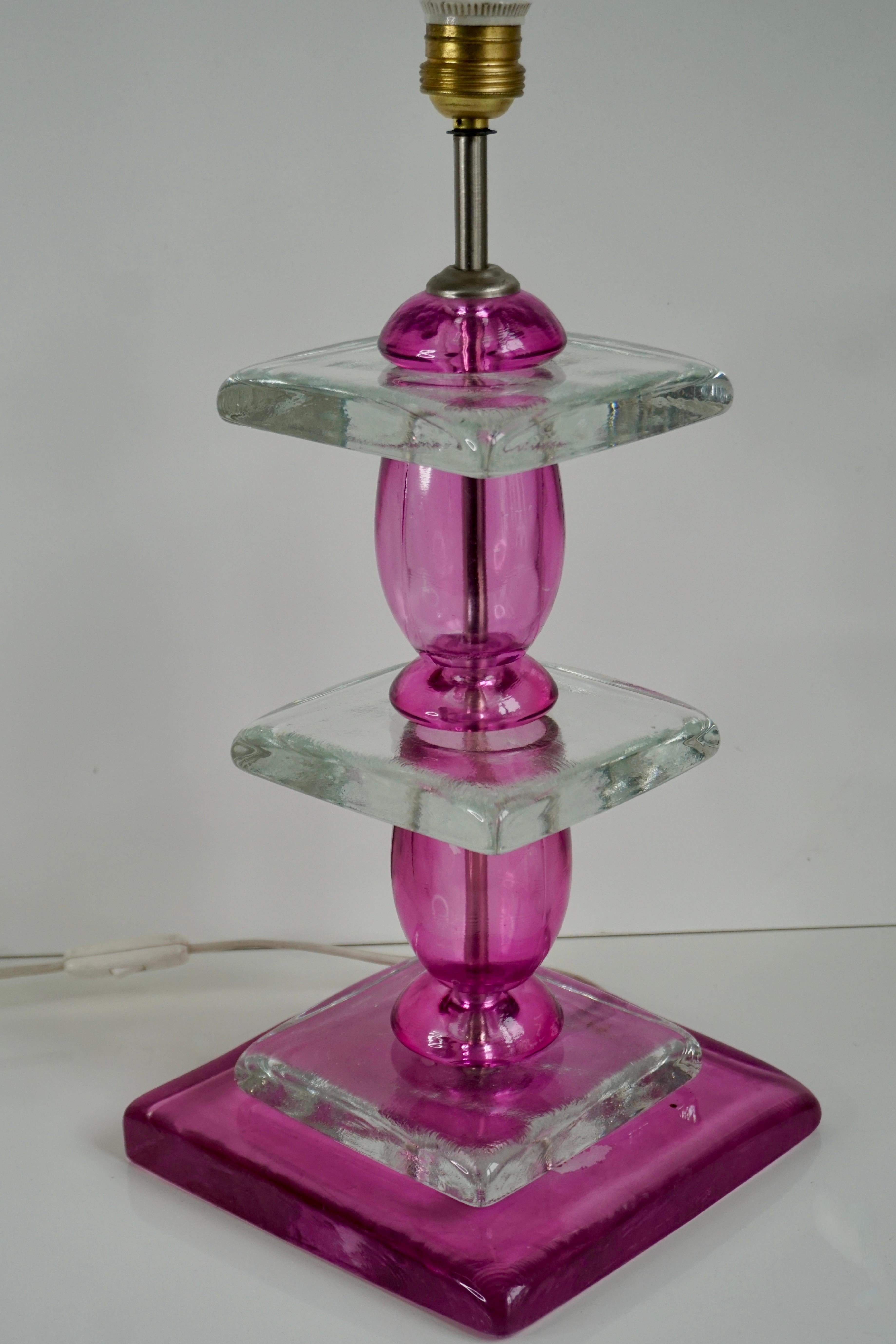 Pink Murano Glass 1970s Table Light In Good Condition For Sale In Antwerp, BE