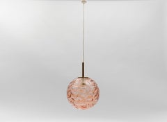 3x Pink Murano Glass Ball Pendant Lamp by Doria, - 1960s Germany