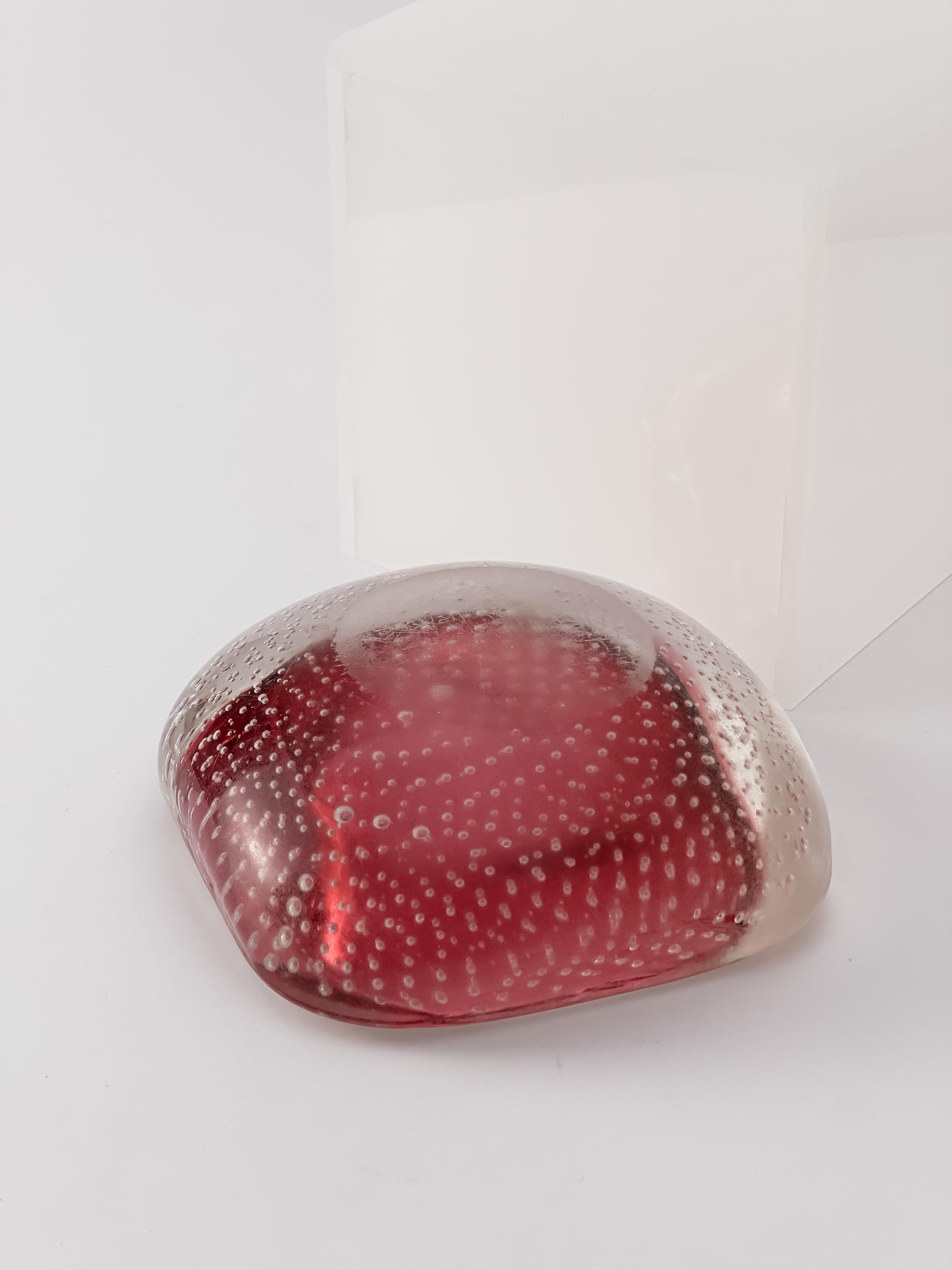 Rosa Murano-Glas Schale, quadratisch Sommerso Bubbled Bullicante c.1960s Italien (Handgefertigt) im Angebot