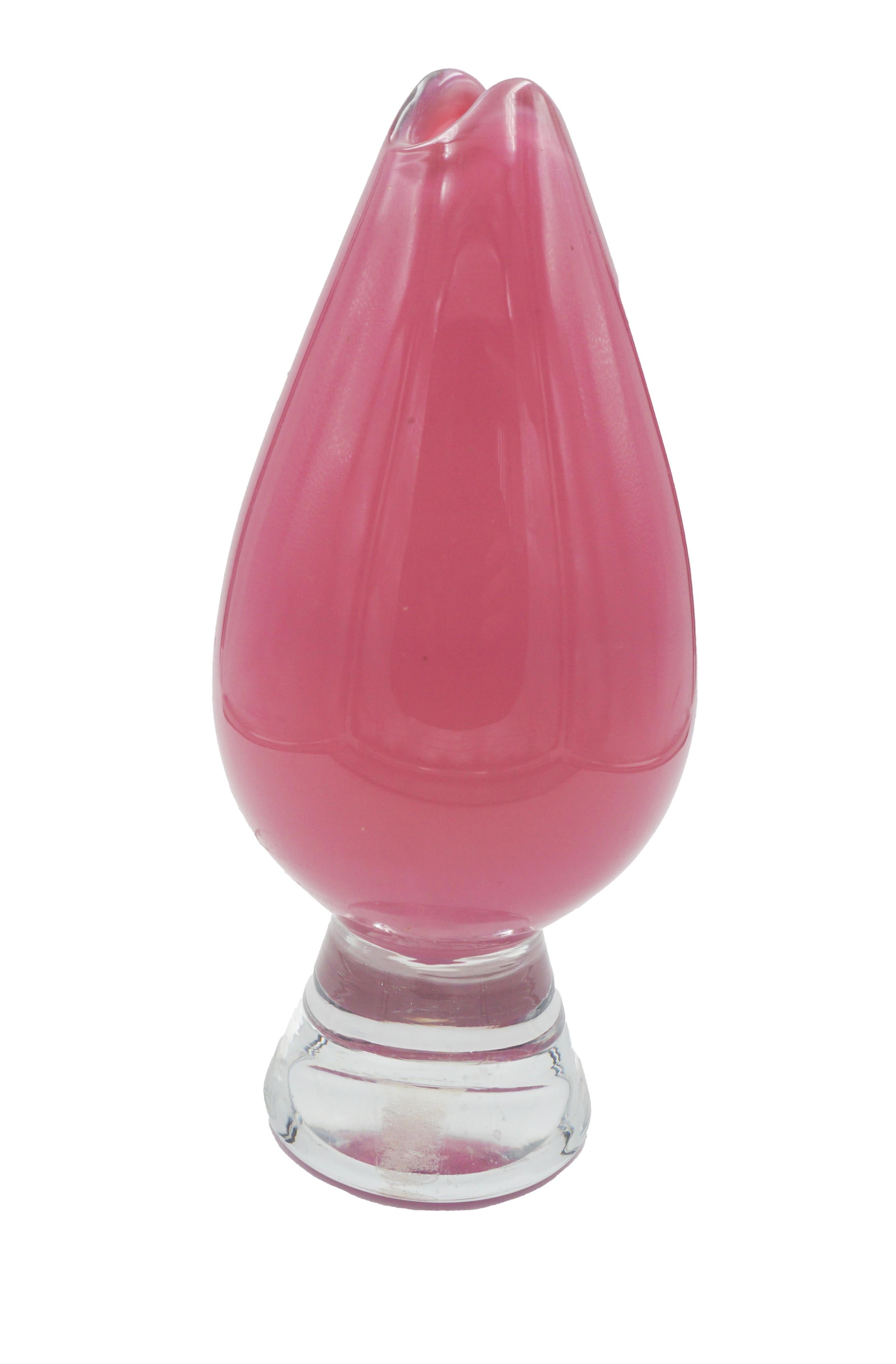 Art Deco Mid Century Pink Murano Glass Bud Vase For Sale