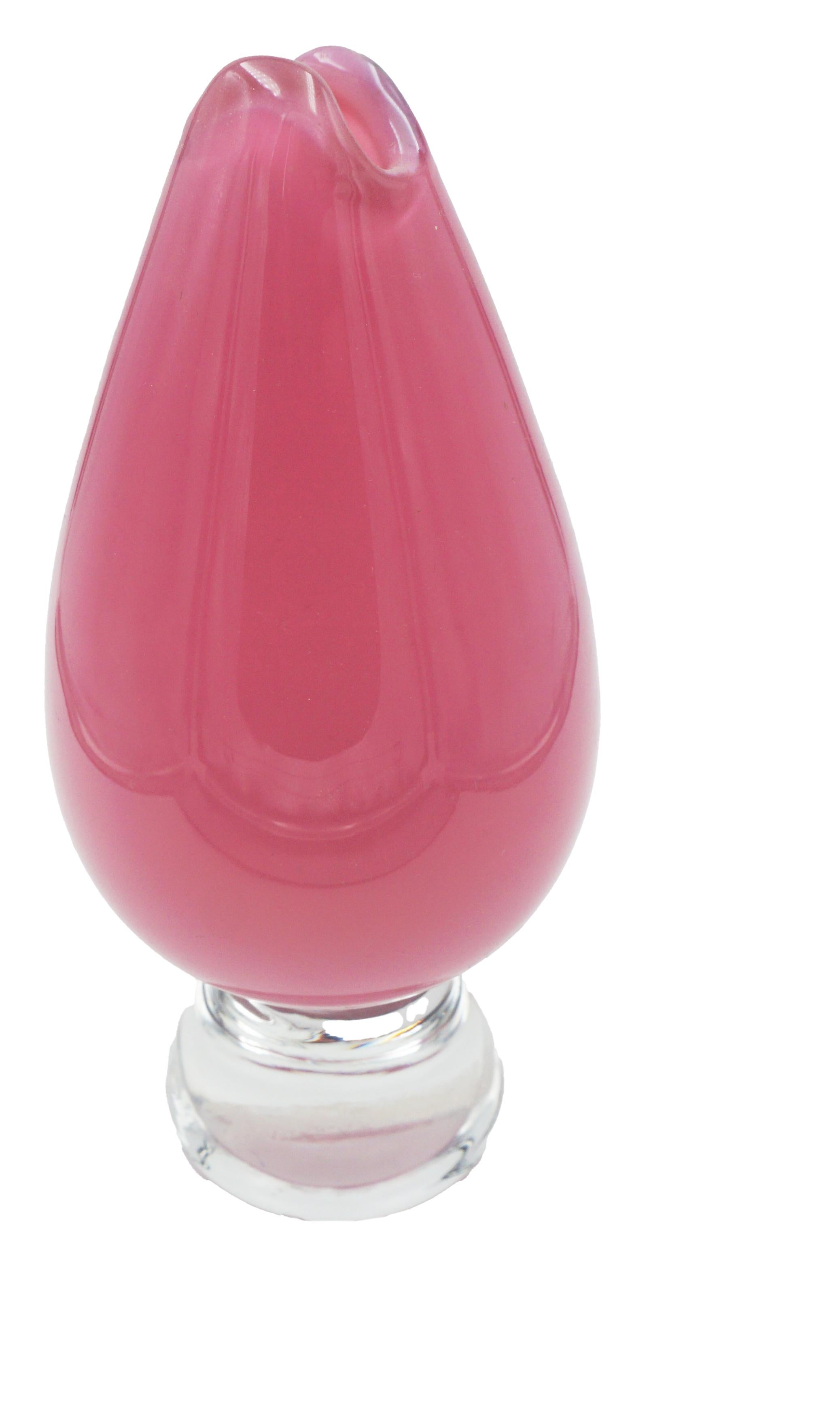 Italian Mid Century Pink Murano Glass Bud Vase For Sale