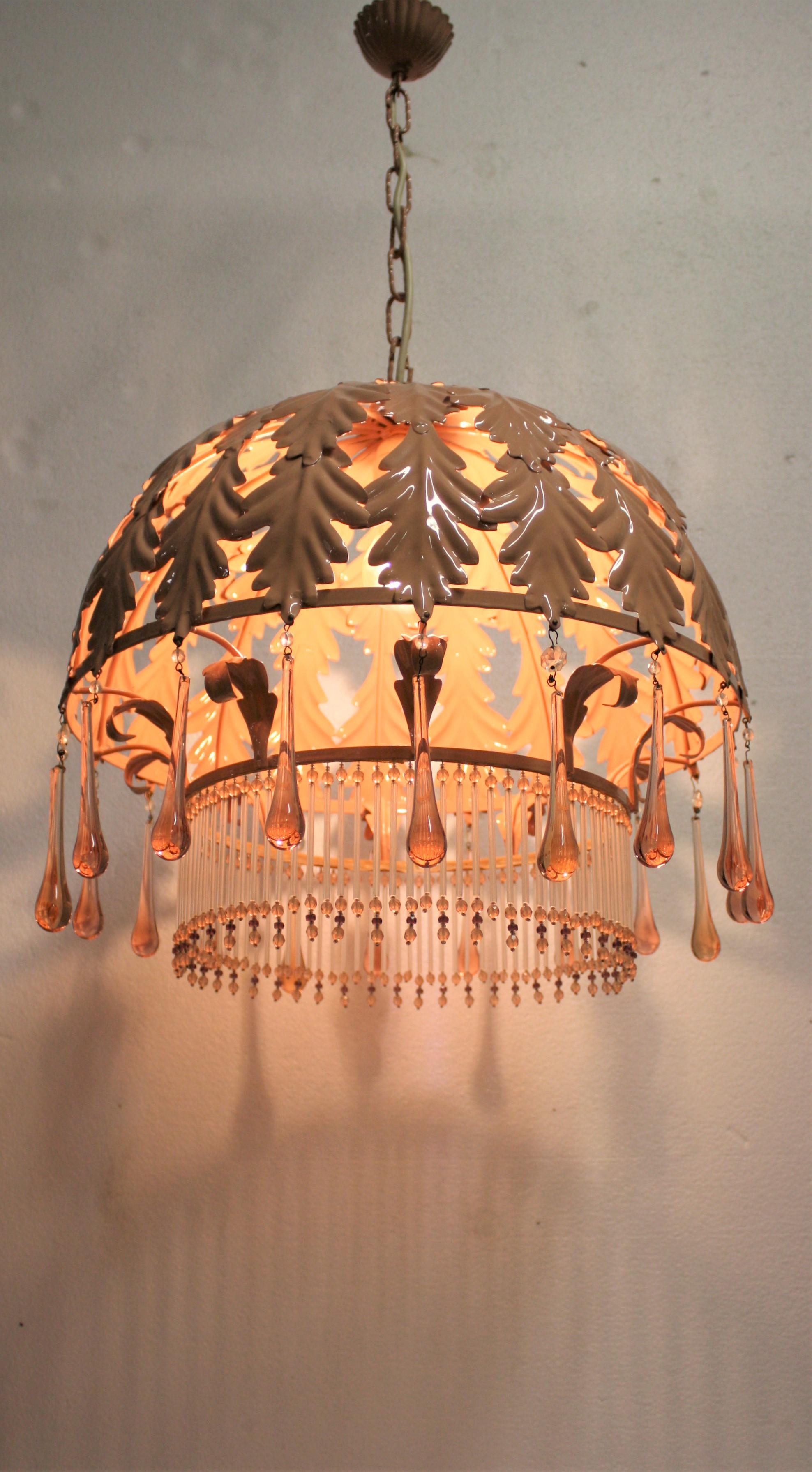 Italian Pink Murano Glass Chandelier, 1960s