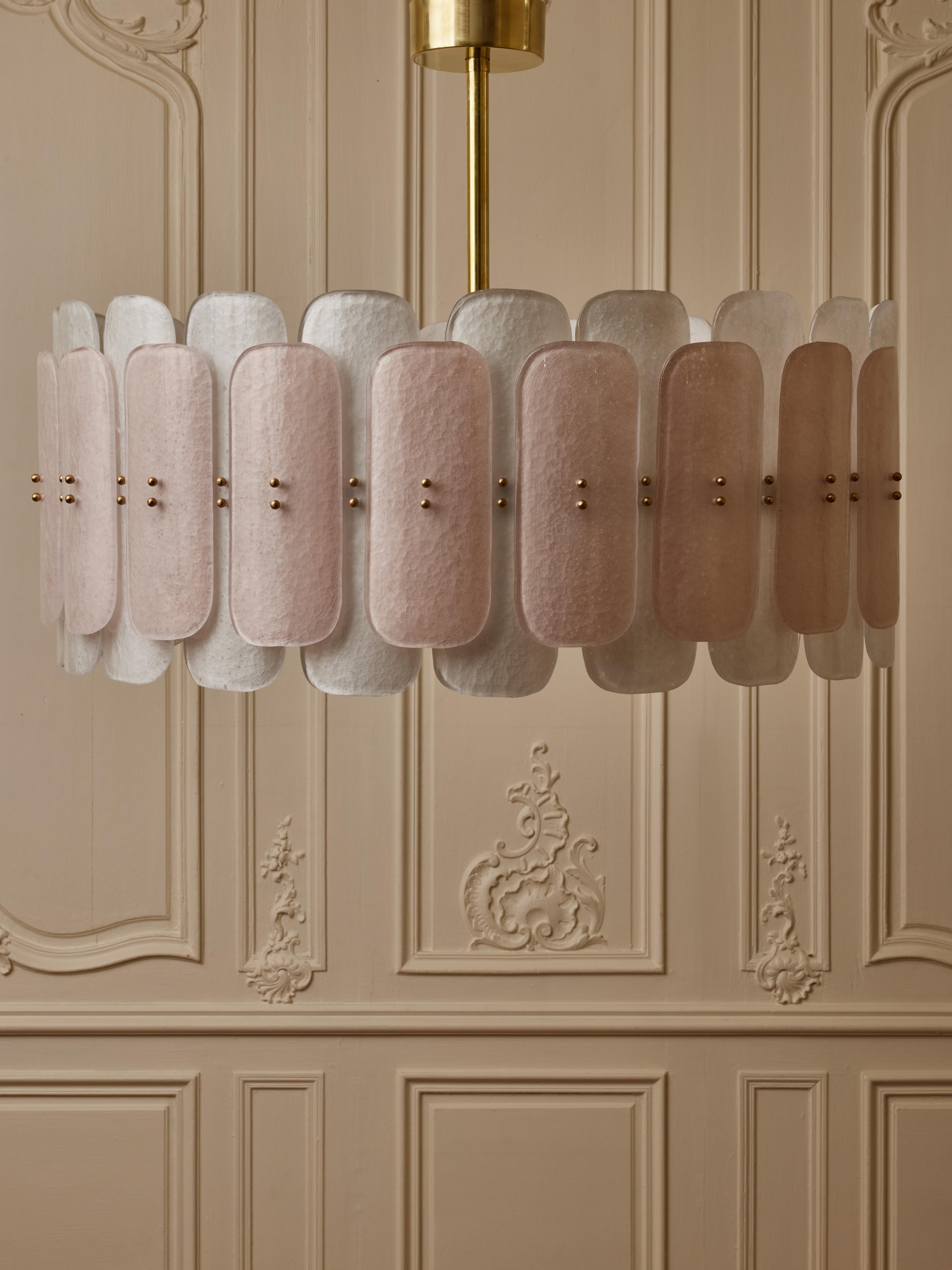 Mid-Century Modern Pink Murano Glass Chandelier by Studio Glustin For Sale