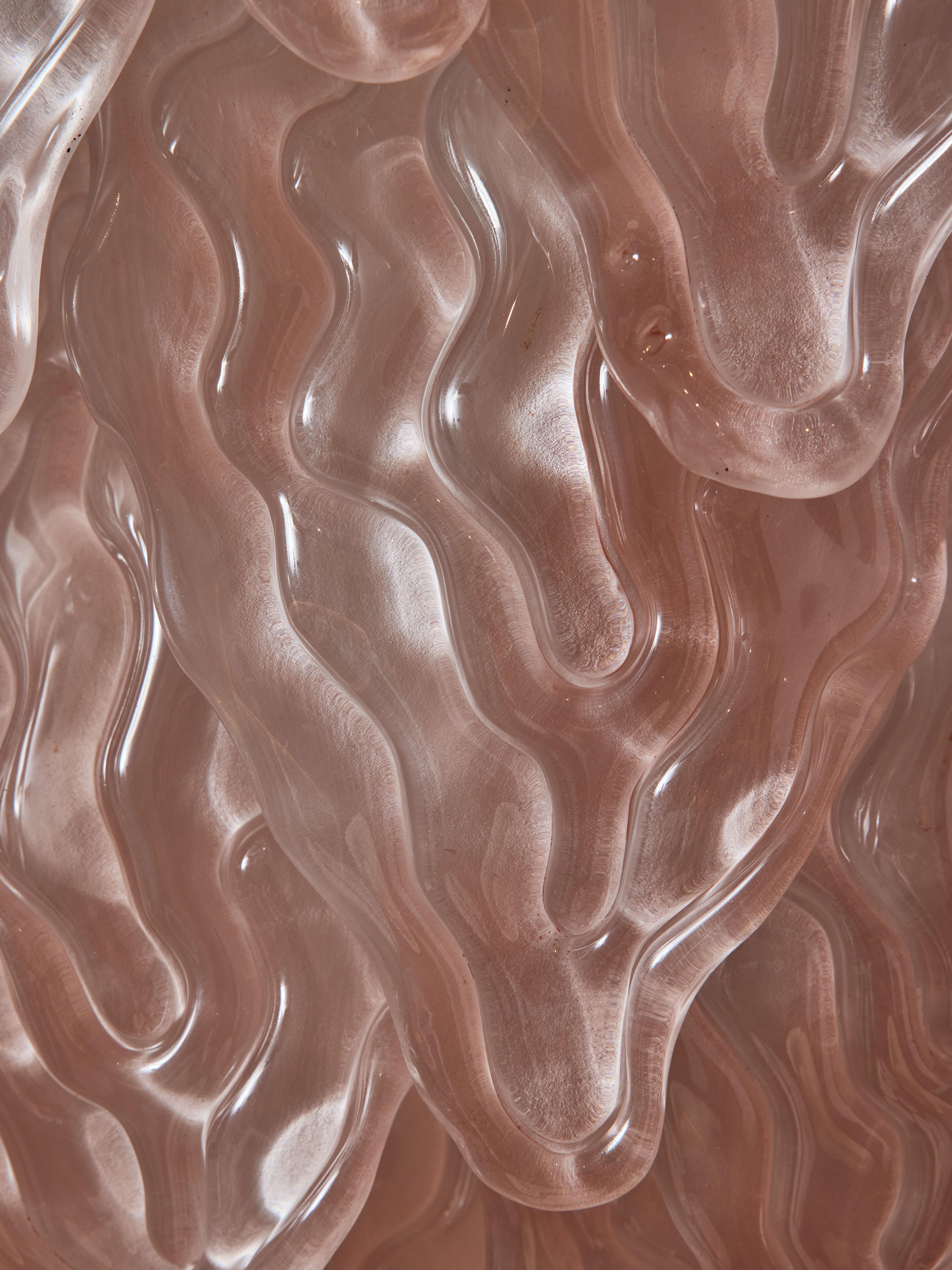 XXI secolo e contemporaneo Lampadario in vetro di Murano rosa di Studio A Glustin in vendita