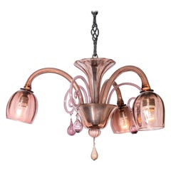 Vintage Pink Murano Glass Chandelier by Venini, Italy, circa 1940