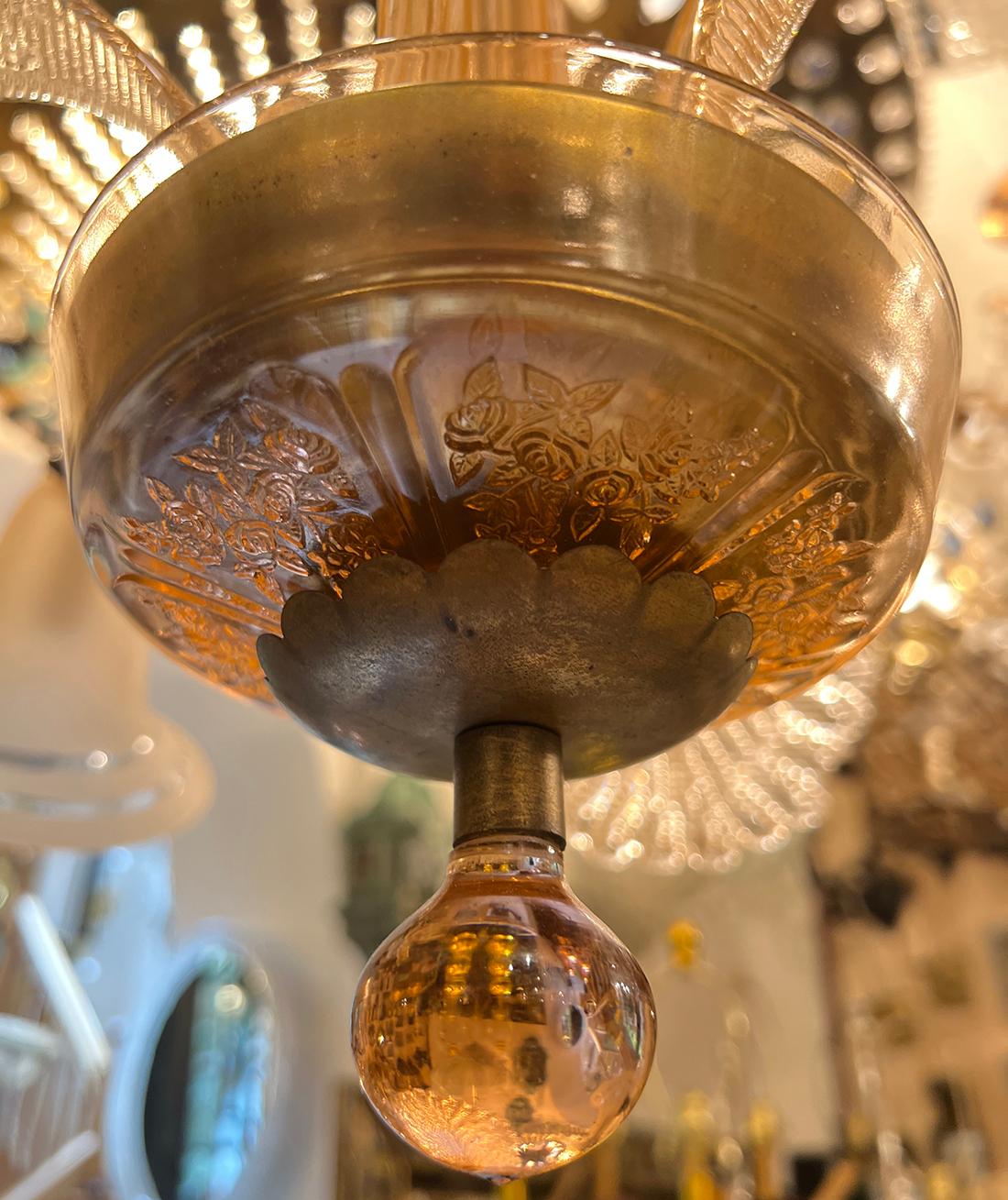 Lampadario in vetro di Murano rosa in vendita 4