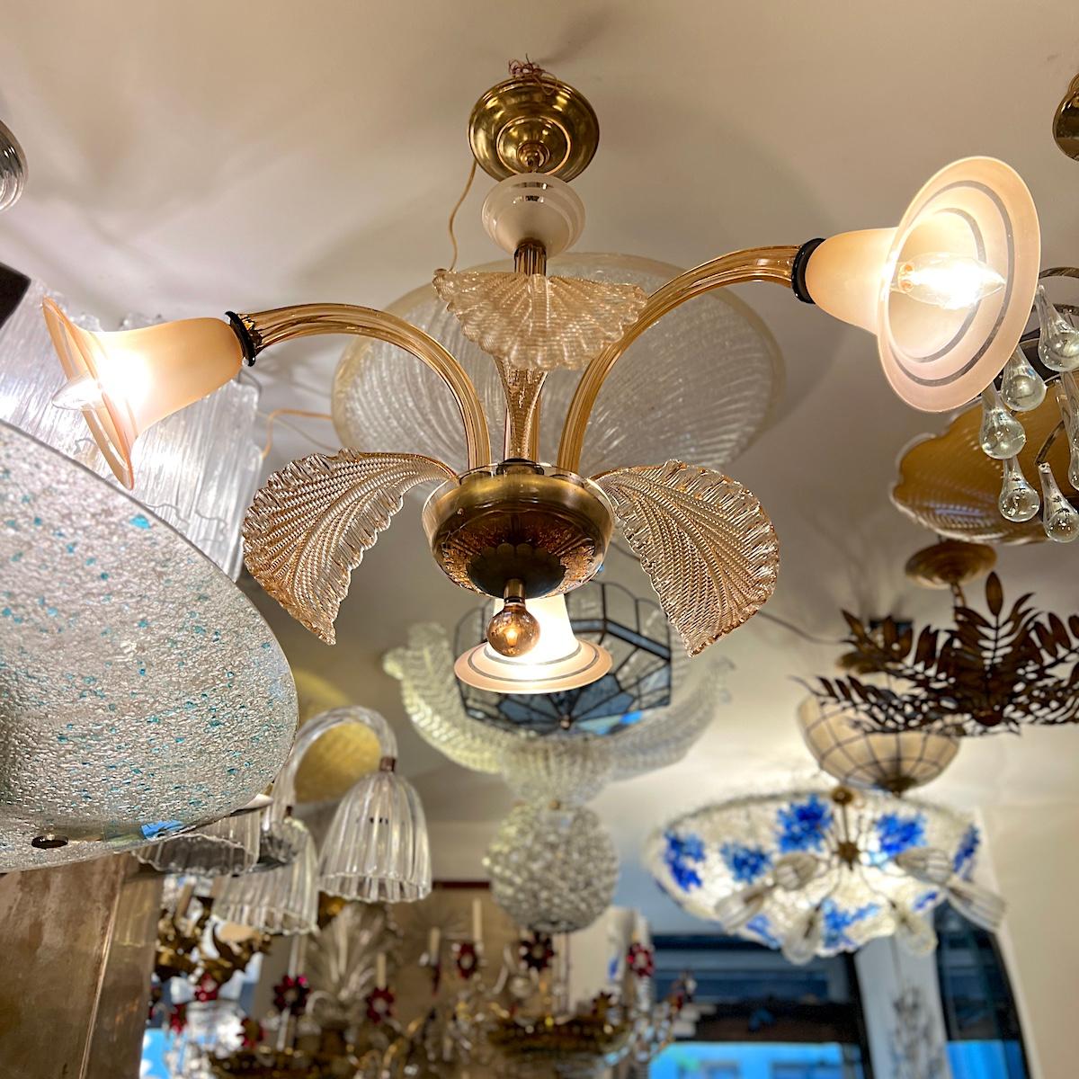 Lampadario in vetro di Murano rosa in vendita 5