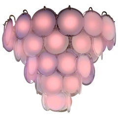 Pink Murano Glass Disc Chandelier, Italy, 1970s
