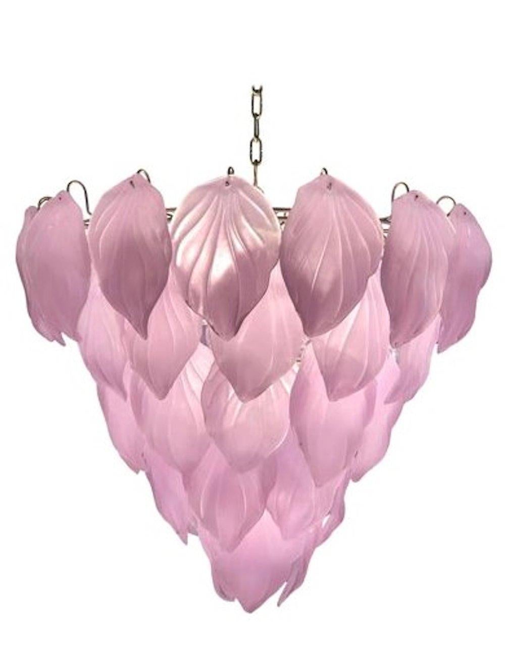 Contemporary Pink Murano Glass Enchanting Italian Chandelier, circa 2000s
