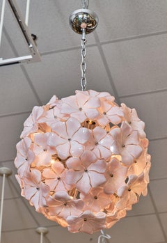 Pink Murano Glass Flower Chandelier