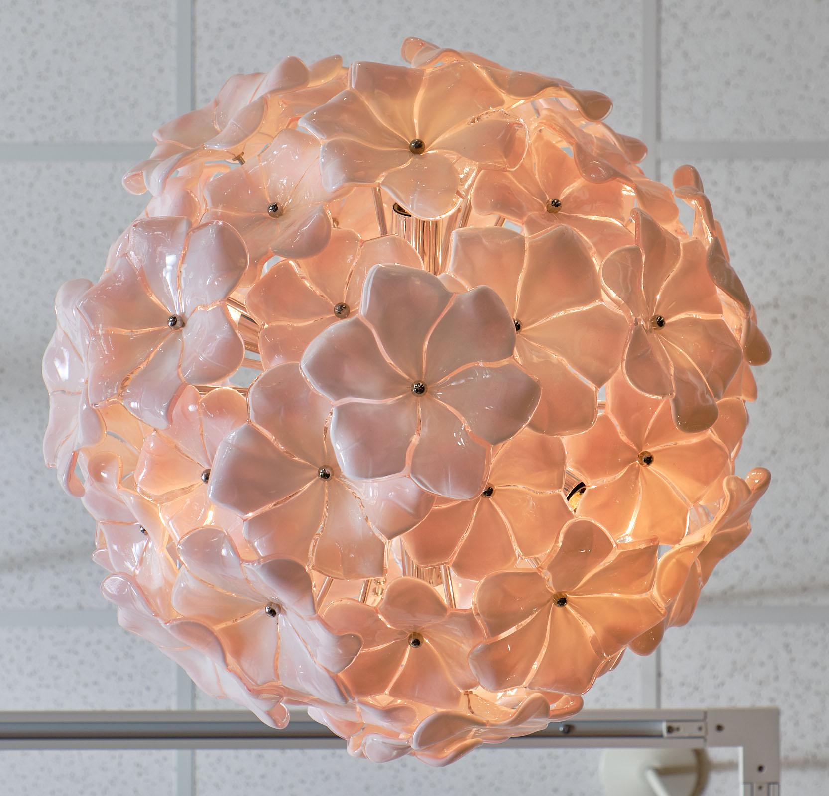 pink murano glass chandelier