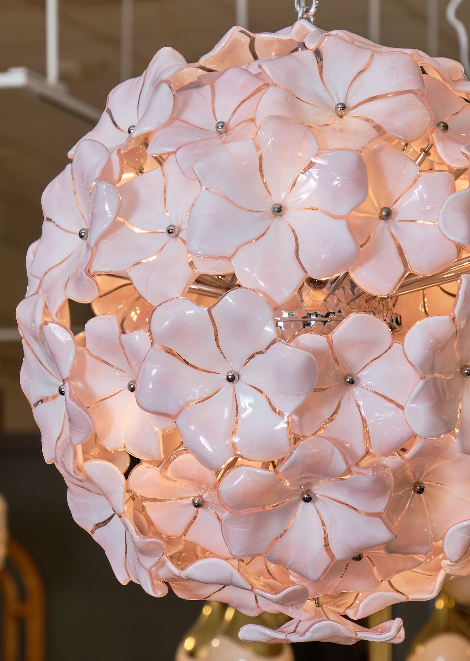 pink murano glass chandelier