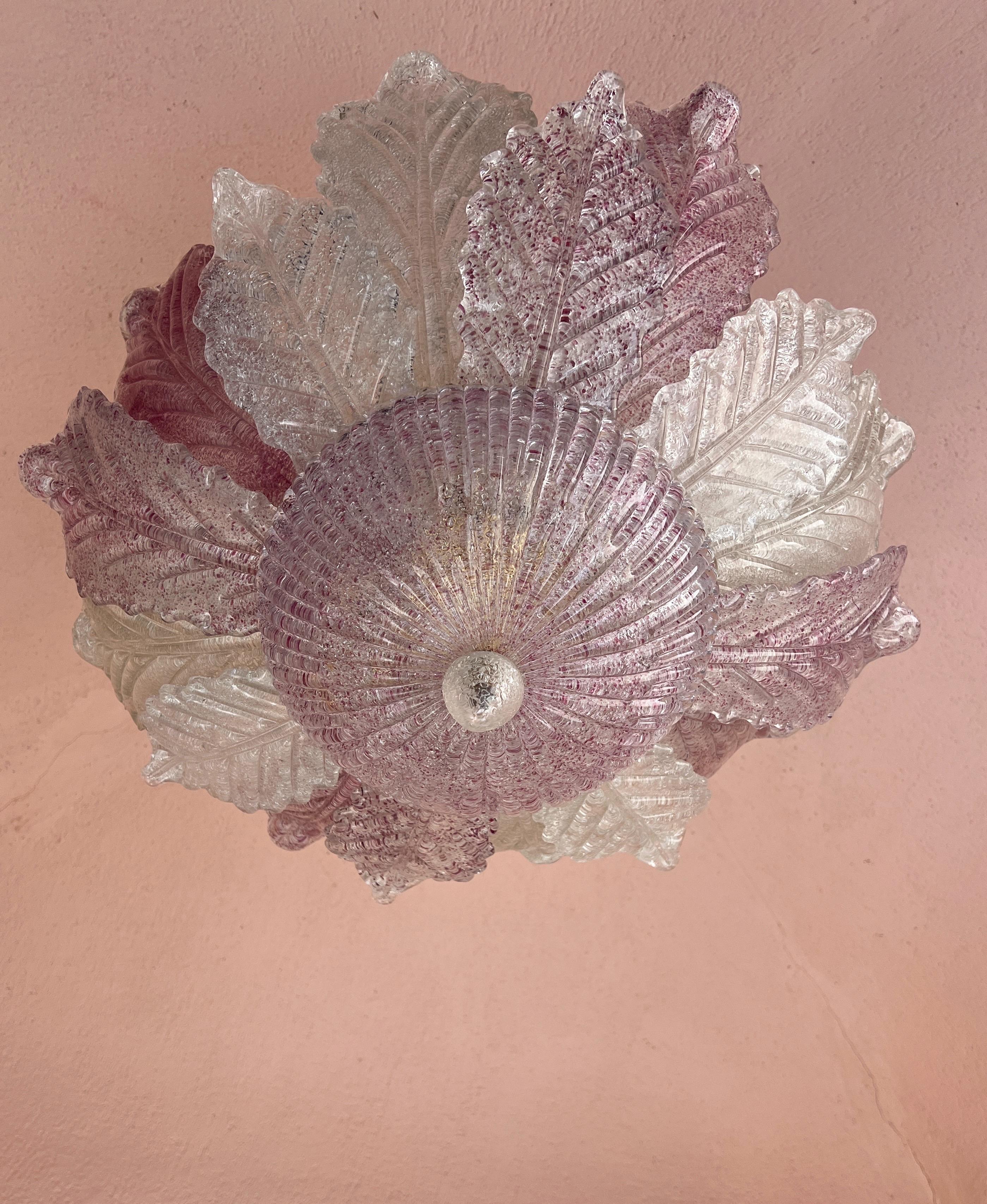 Empotrable de cristal de Murano rosa de Barovier & Toso MidCentury Modern Italy años 80 en venta 3