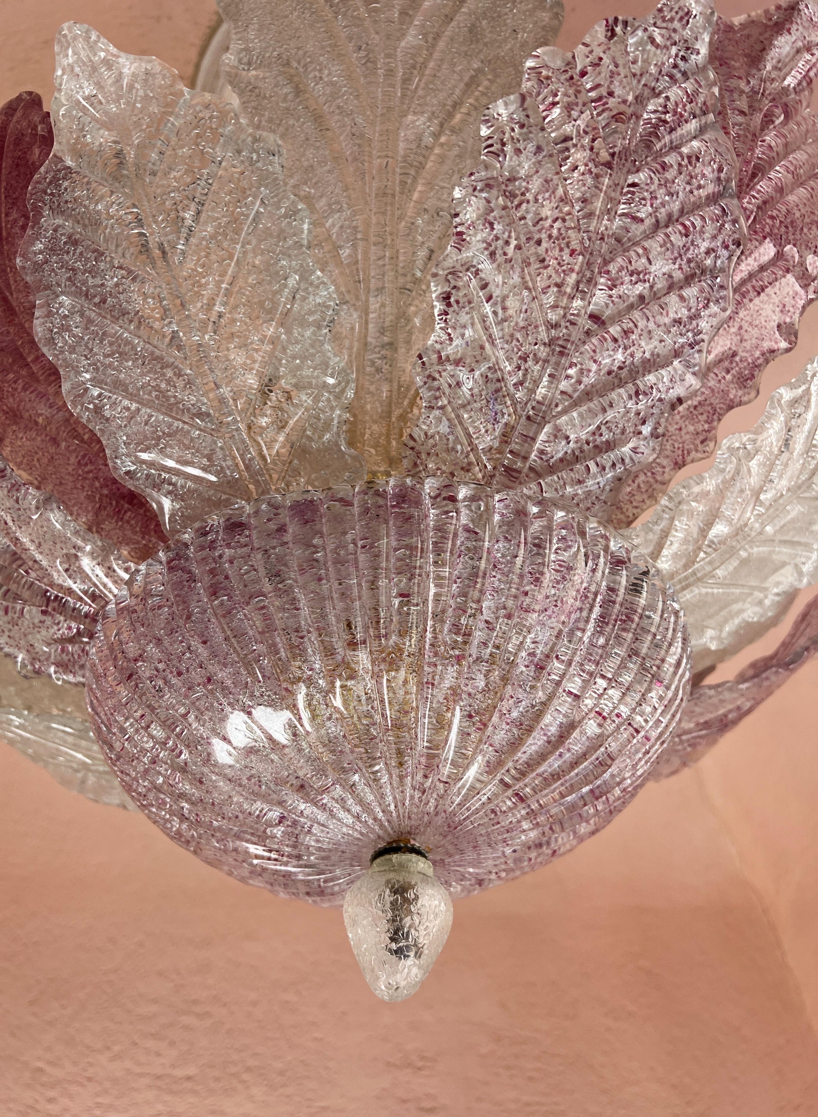 Empotrable de cristal de Murano rosa de Barovier & Toso MidCentury Modern Italy años 80 en venta 4