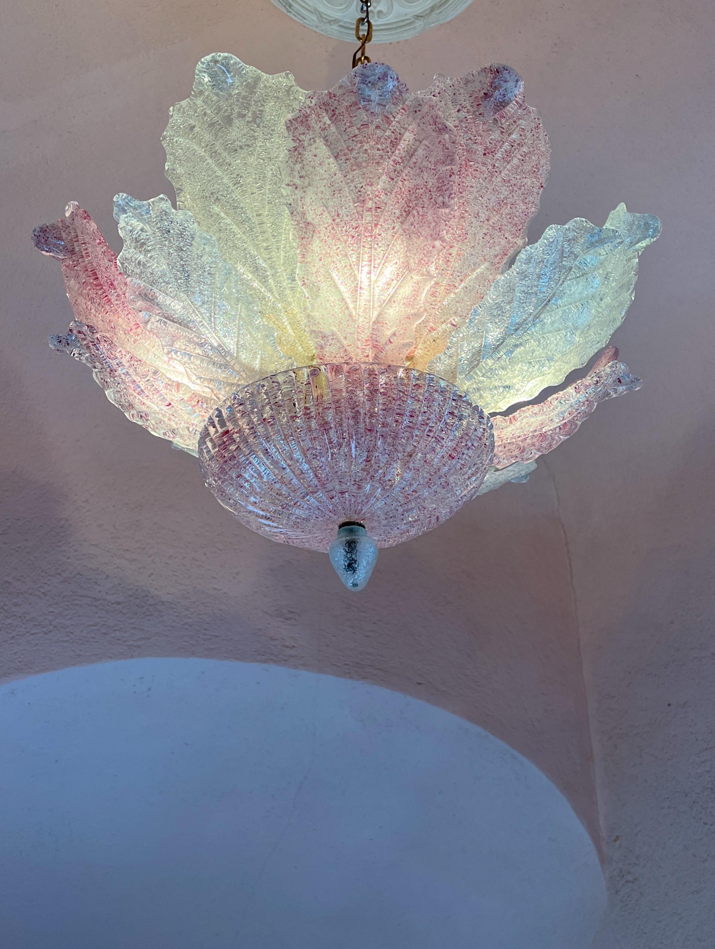 Empotrable de cristal de Murano rosa de Barovier & Toso MidCentury Modern Italy años 80 en venta 6