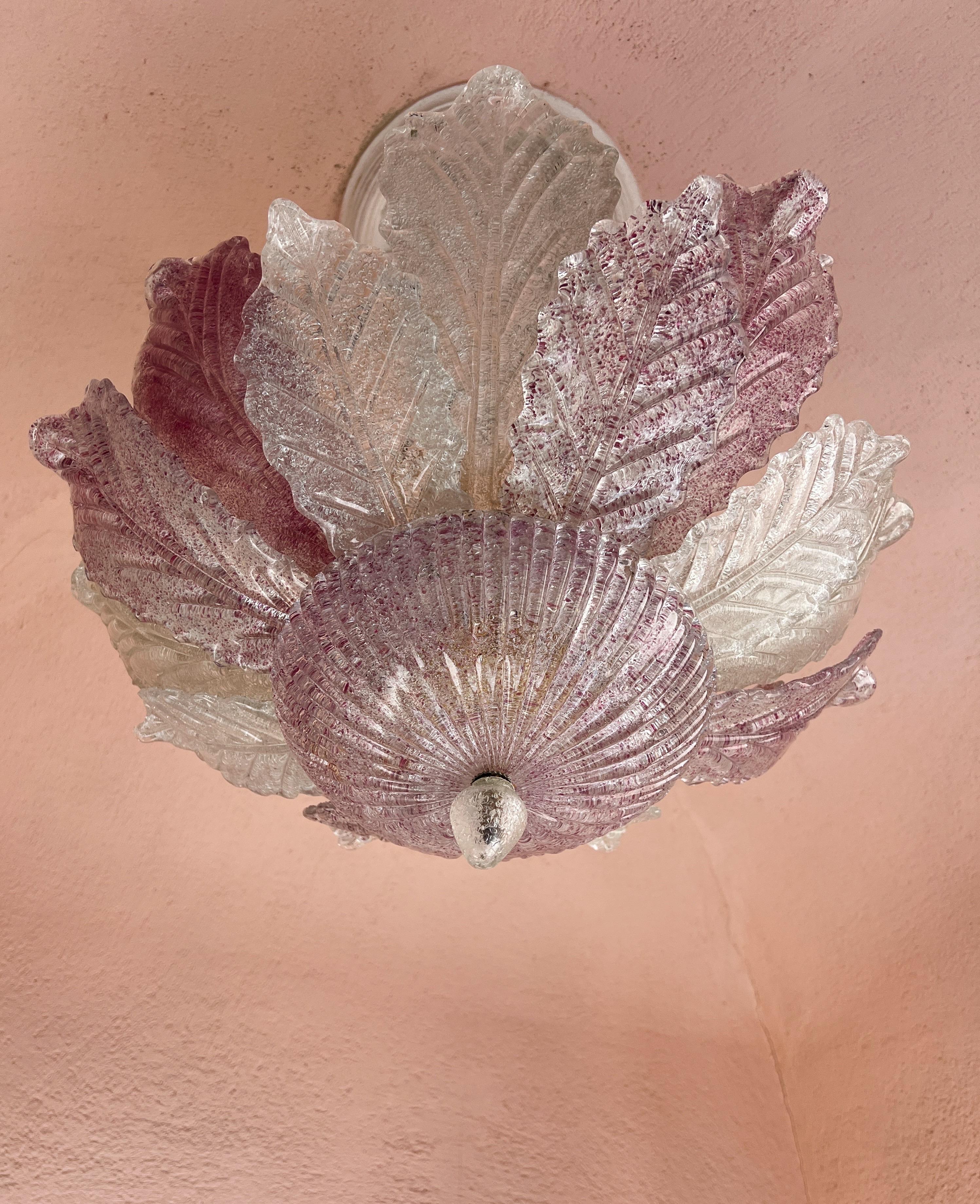Empotrable de cristal de Murano rosa de Barovier & Toso MidCentury Modern Italy años 80 en venta 7