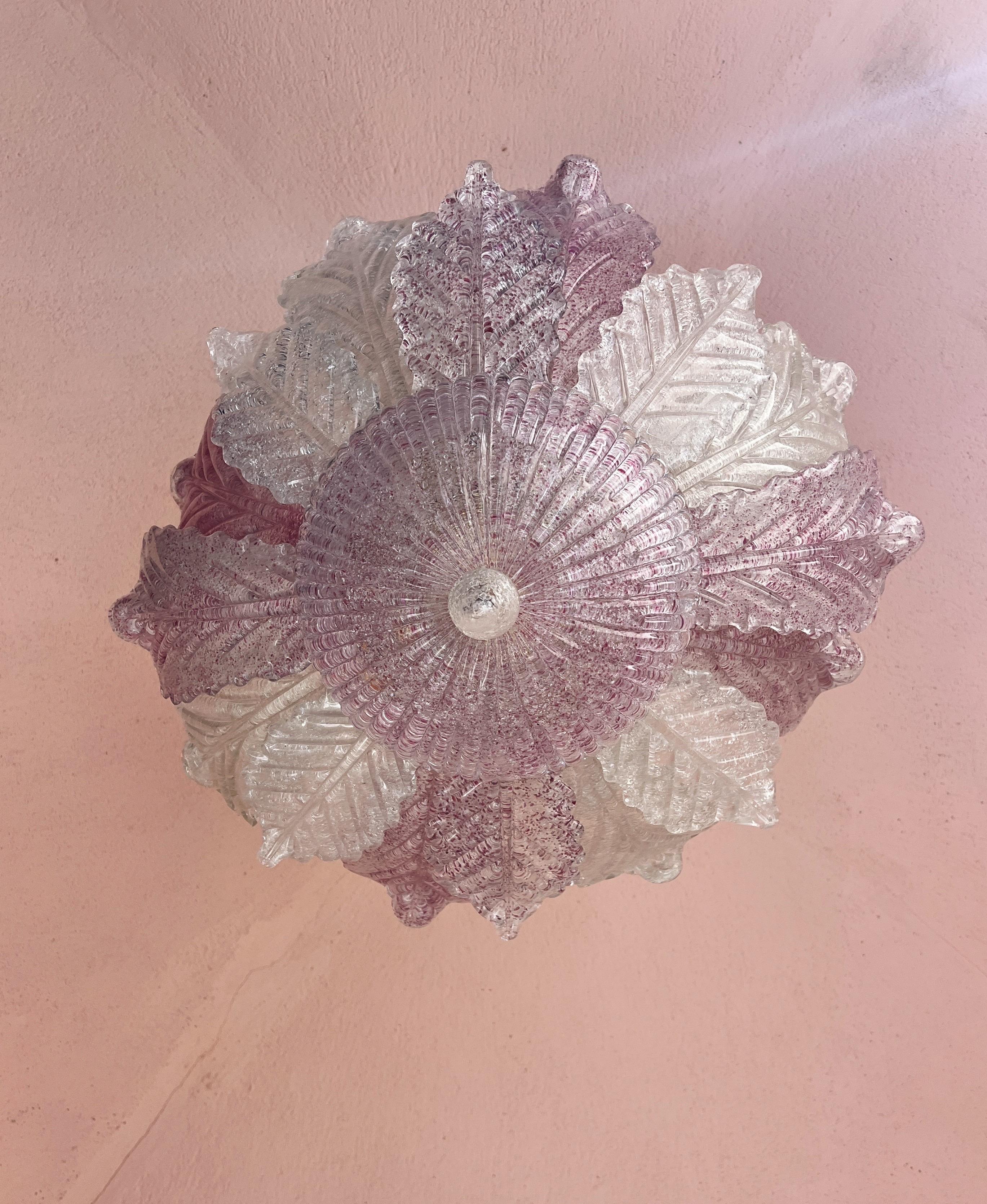 Empotrable de cristal de Murano rosa de Barovier & Toso MidCentury Modern Italy años 80 en venta 8