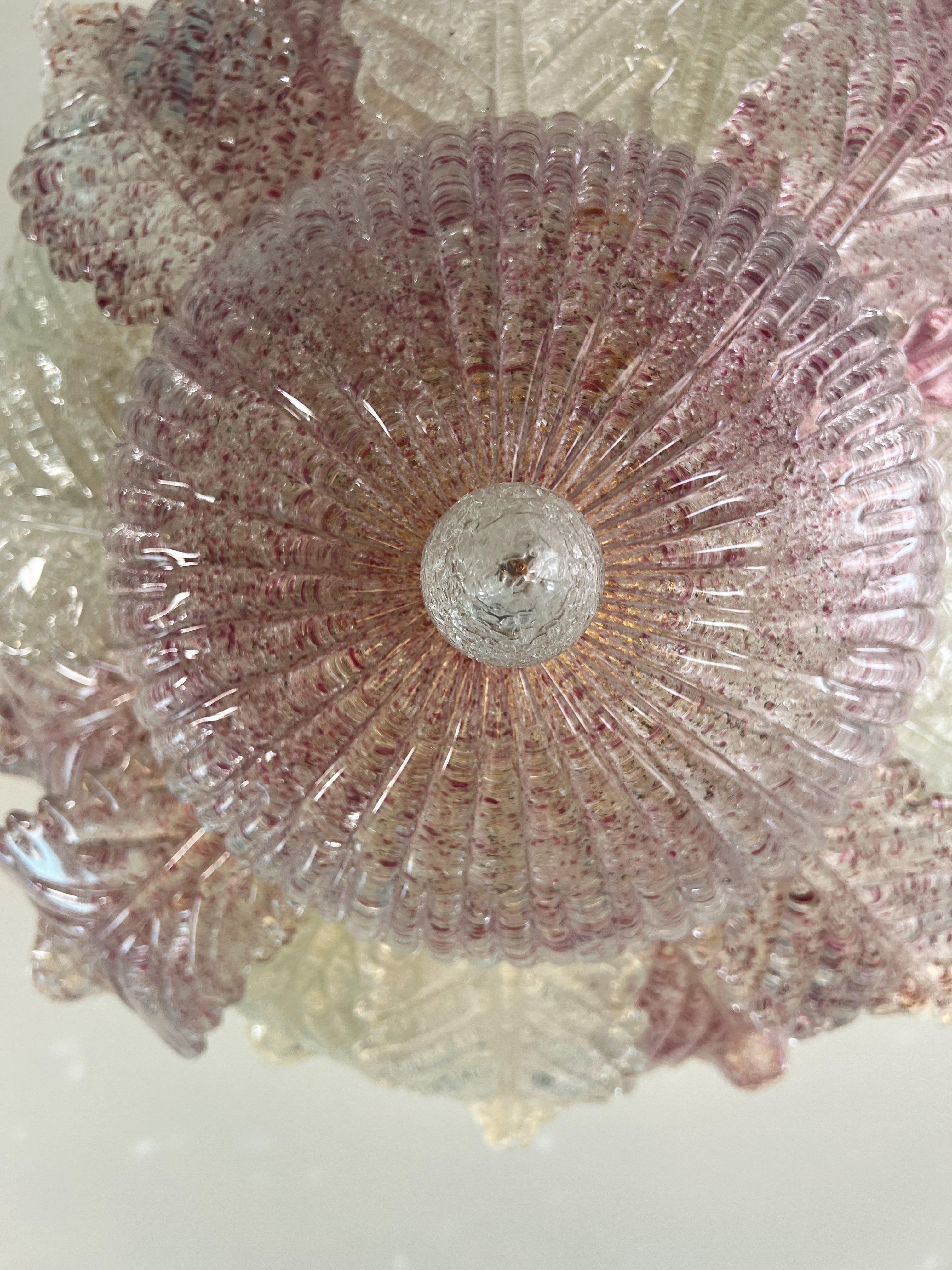 Empotrable de cristal de Murano rosa de Barovier & Toso MidCentury Modern Italy años 80 en venta 9