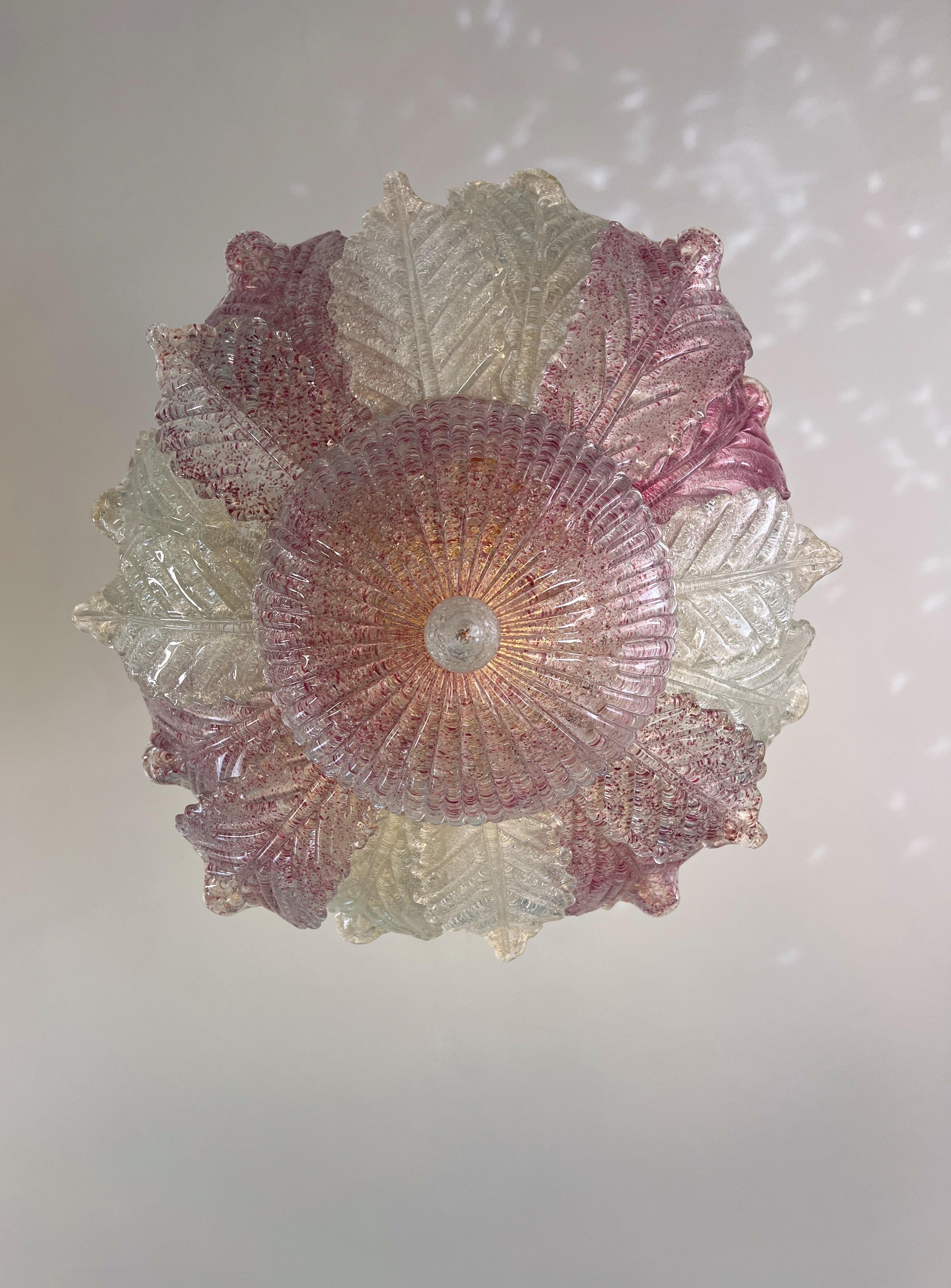 Empotrable de cristal de Murano rosa de Barovier & Toso MidCentury Modern Italy años 80 Moderno de mediados de siglo en venta
