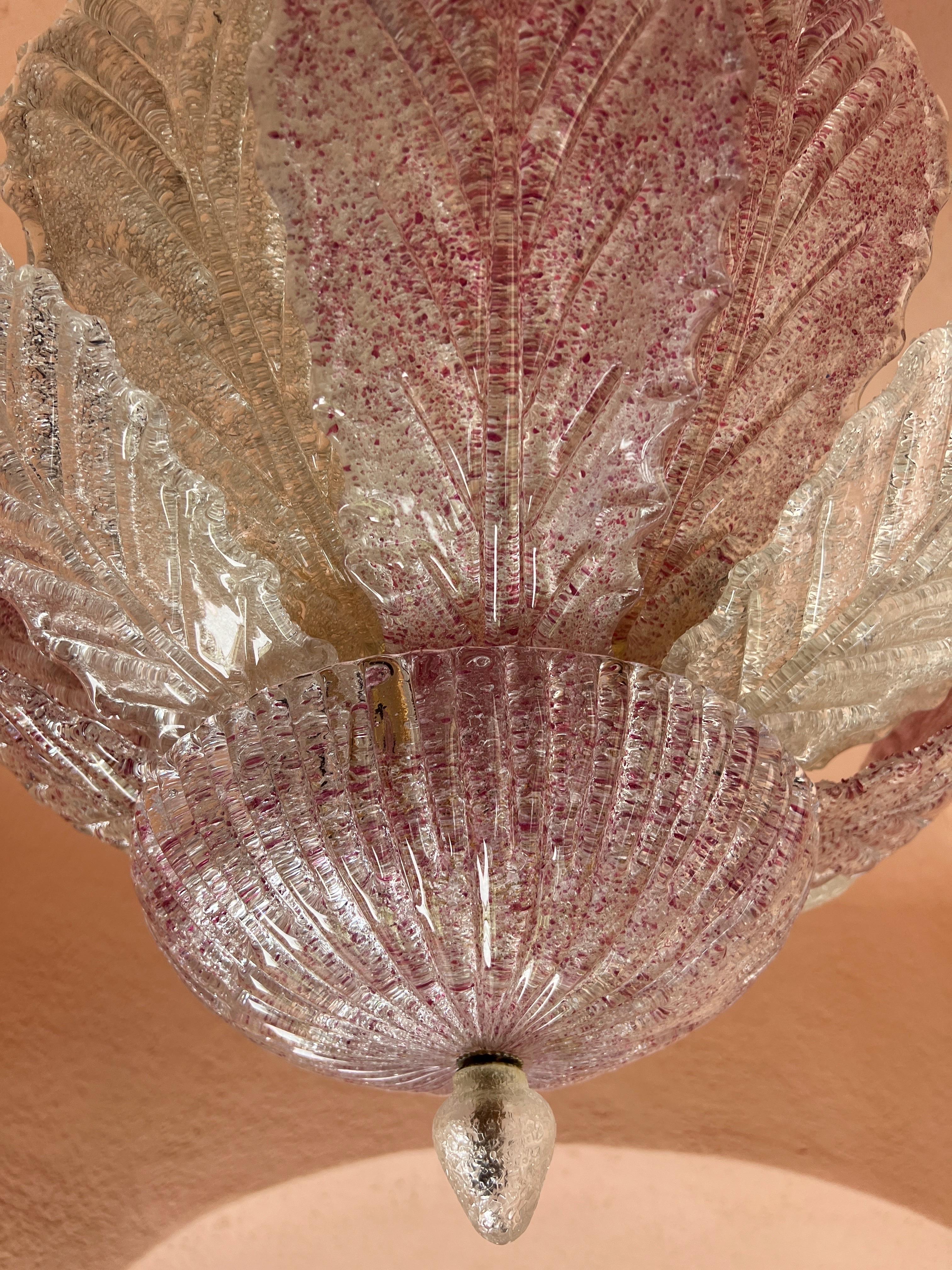 Empotrable de cristal de Murano rosa de Barovier & Toso MidCentury Modern Italy años 80 siglo XX en venta