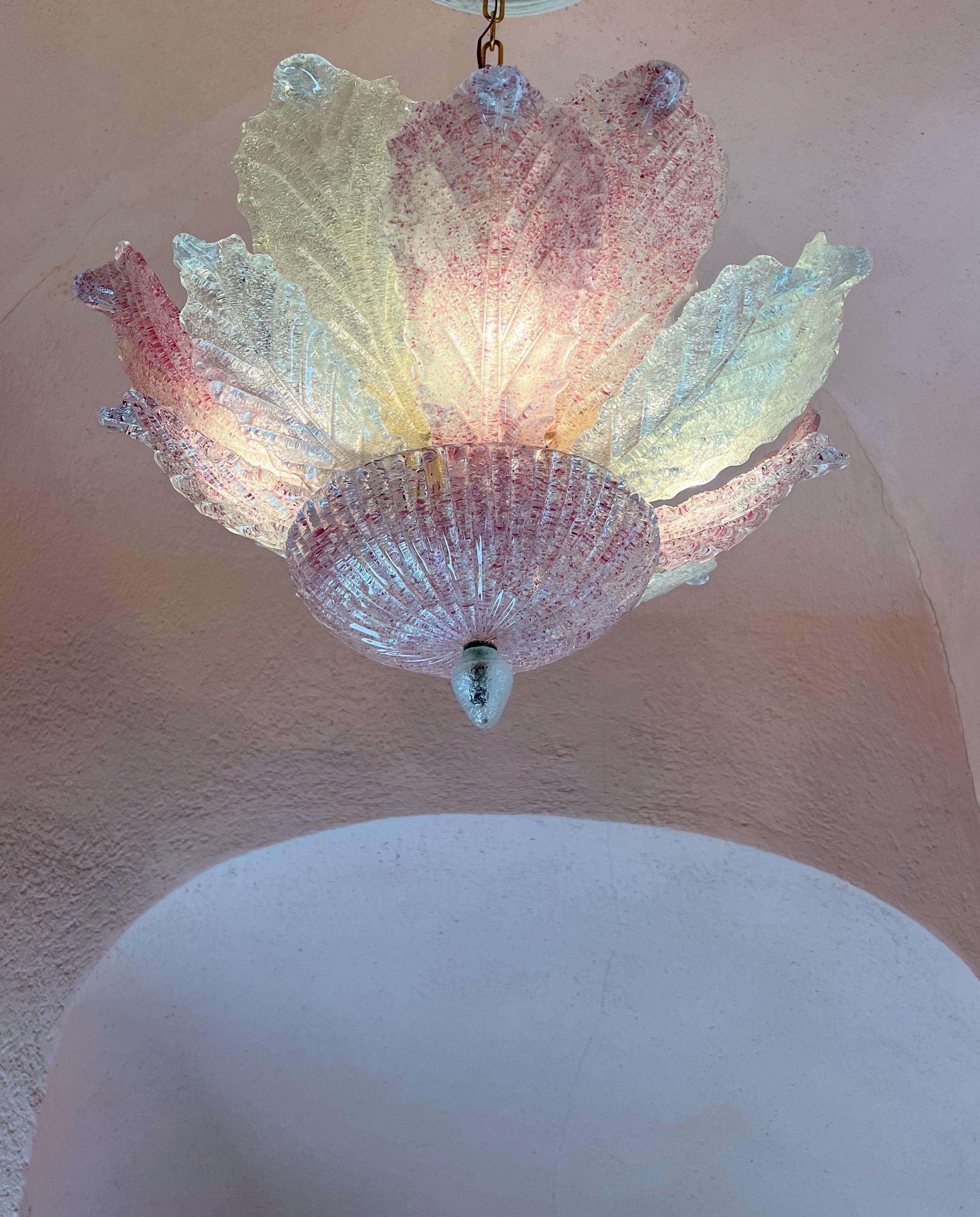 Empotrable de cristal de Murano rosa de Barovier & Toso MidCentury Modern Italy años 80 en venta 1