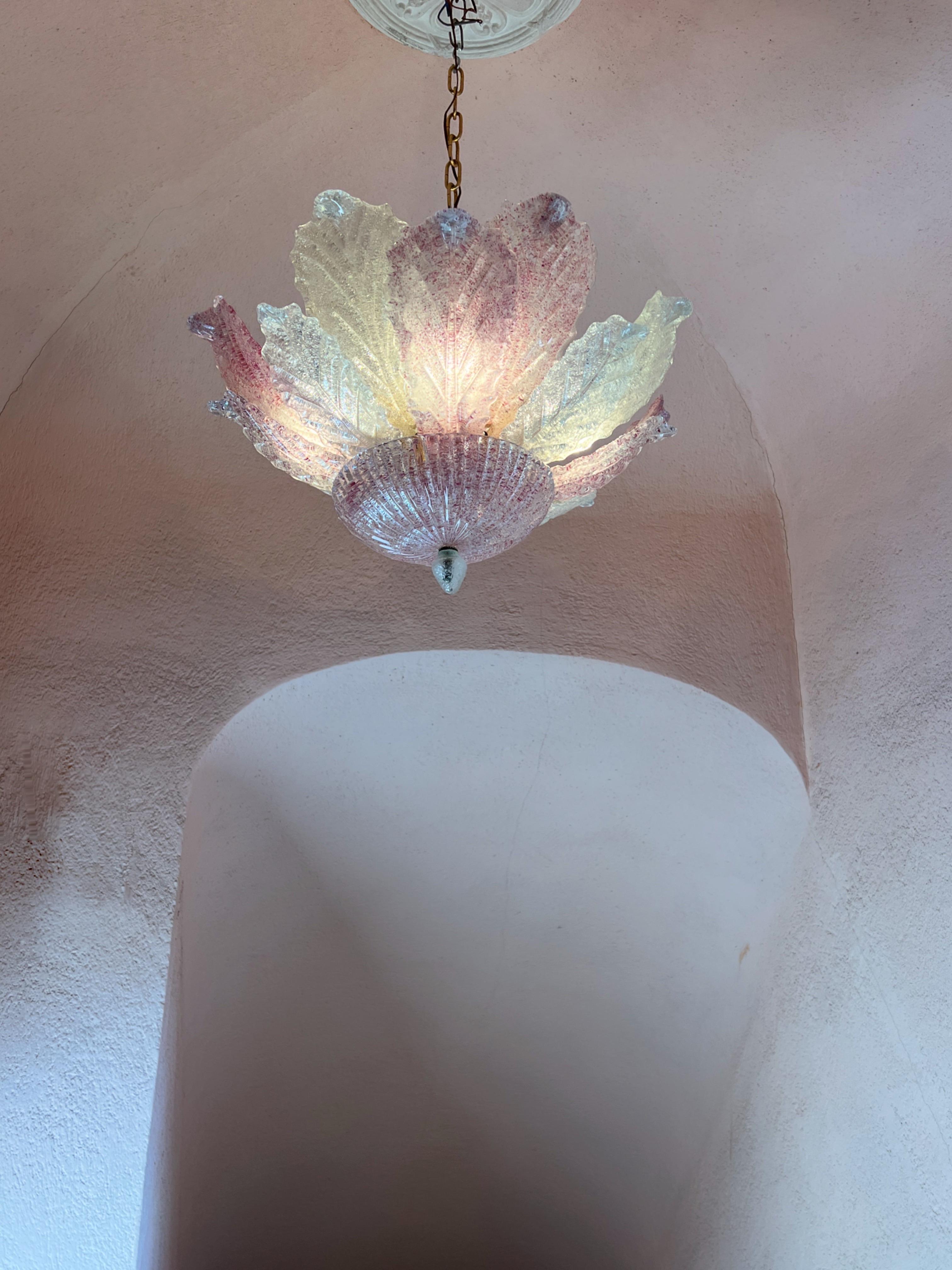 Empotrable de cristal de Murano rosa de Barovier & Toso MidCentury Modern Italy años 80 en venta 2