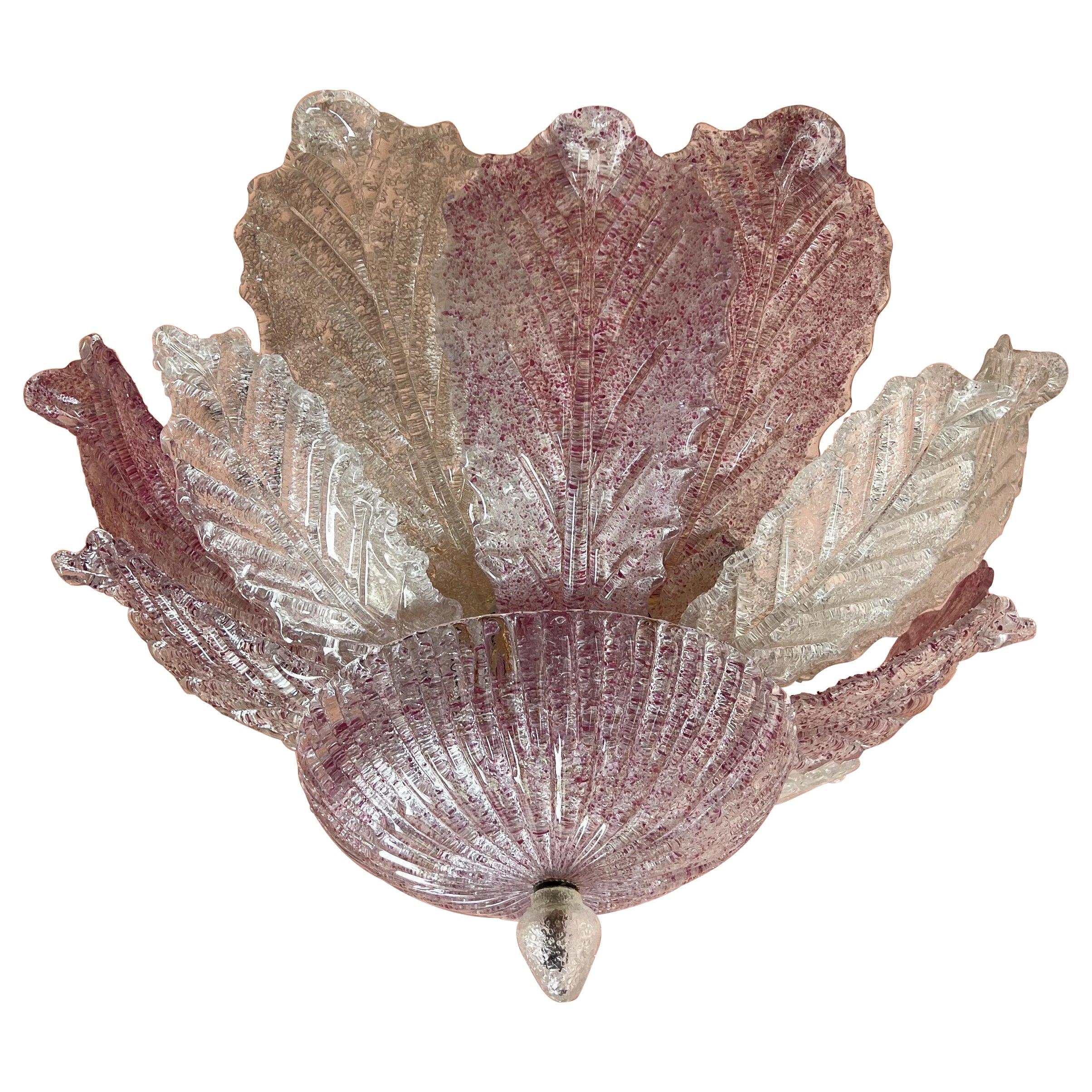 Empotrable de cristal de Murano rosa de Barovier & Toso MidCentury Modern Italy años 80