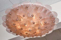 Pink Murano Glass Flush Mount Light Fixture, Mid-Century Modern Style, Italy