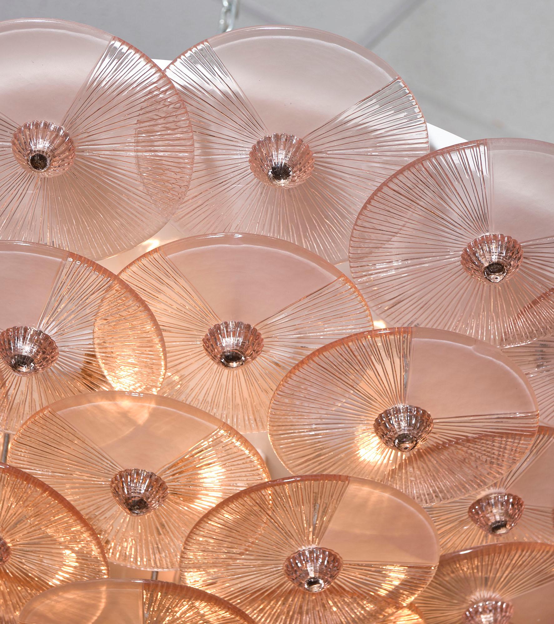 Mid-Century Modern Pink Murano Glass Flush Mount in the Style of Carlo Nason