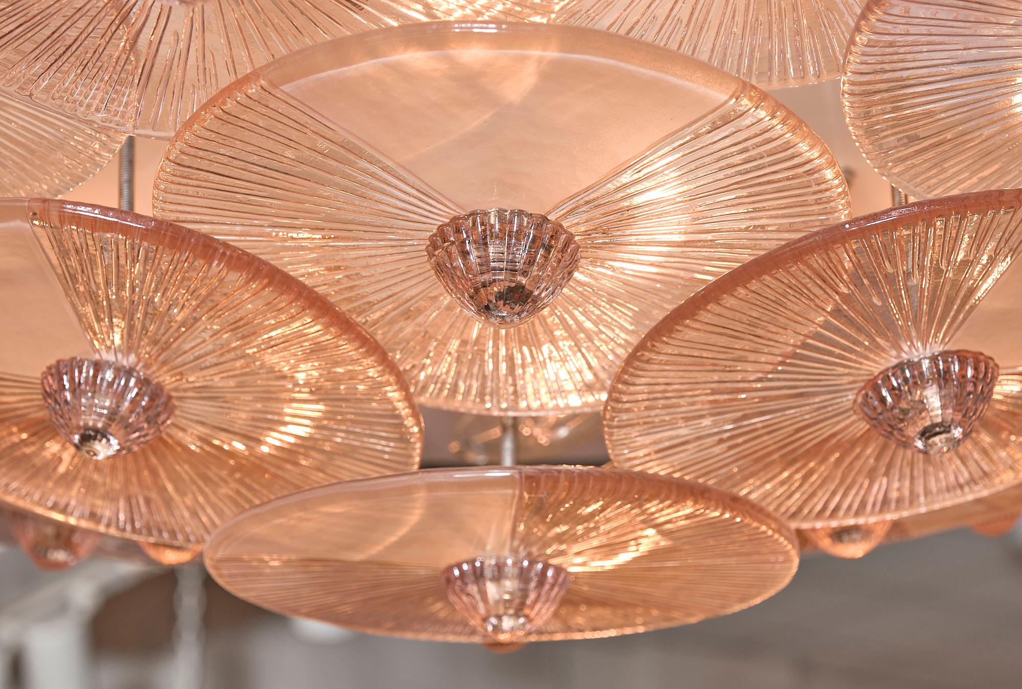 Contemporary Pink Murano Glass Flush Mount in the Style of Carlo Nason