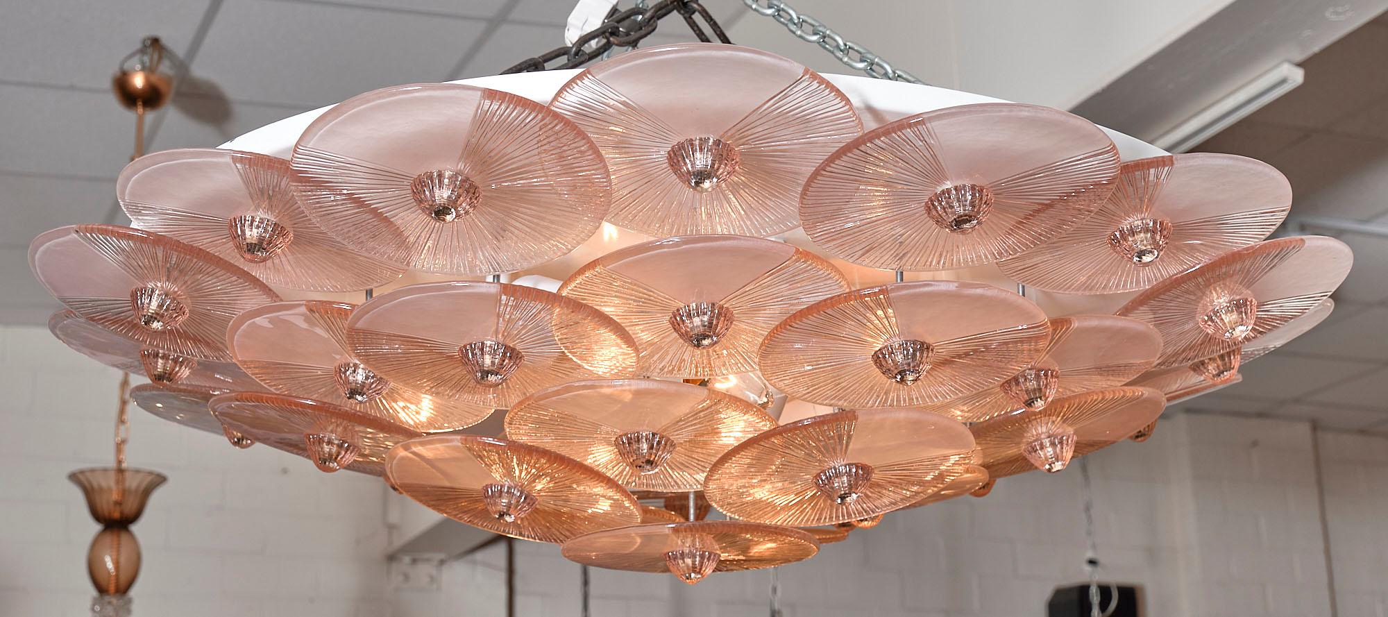 Pink Murano Glass Flush Mount in the Style of Carlo Nason 1