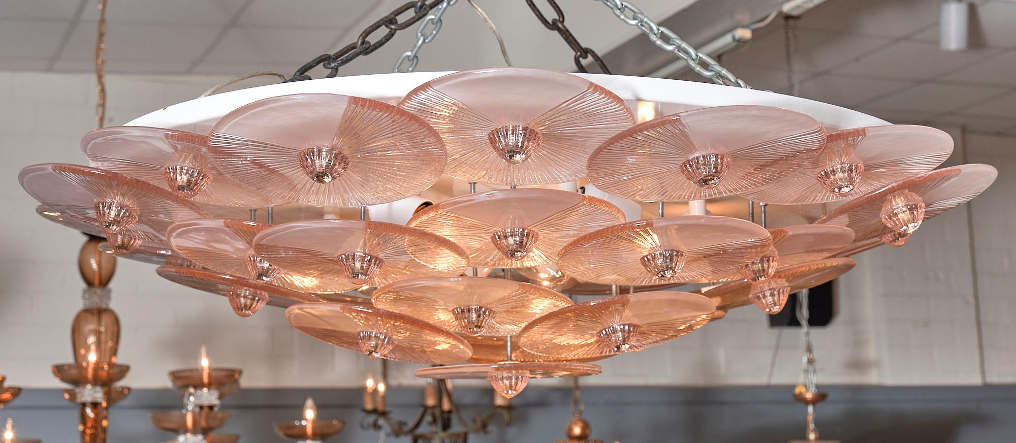 Pink Murano Glass Flush Mount in the Style of Carlo Nason For Sale 2