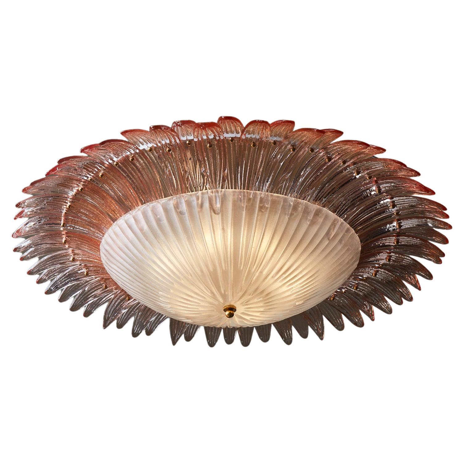 Pink Murano Glass Flush Mount For Sale