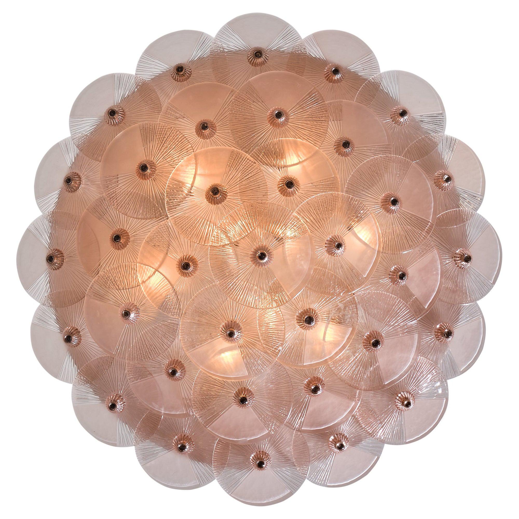 Pink Murano Glass Flush Mount in the Style of Carlo Nason