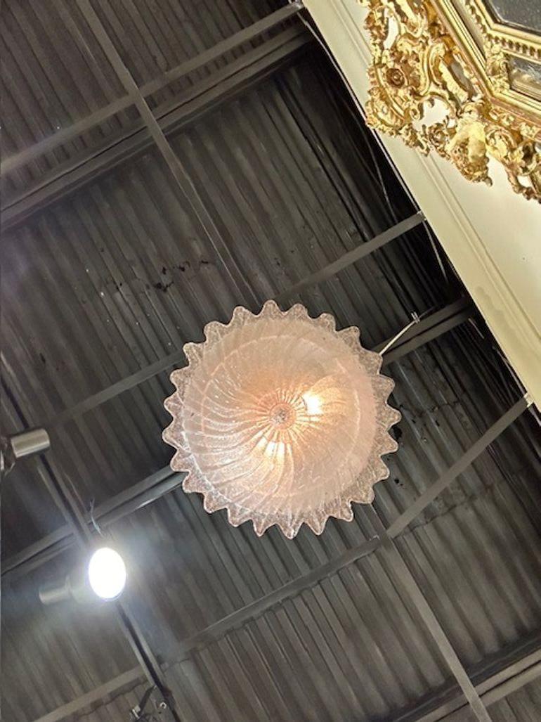 Contemporary Pink Murano Glass Flush Mount with 