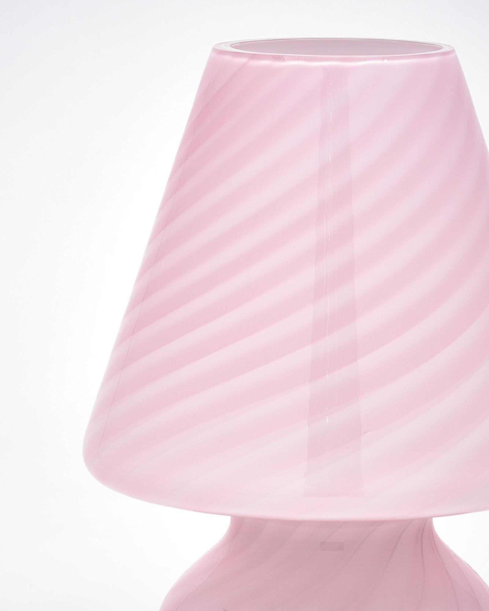 Modern Pink Murano Glass “Fungo” Lamp For Sale