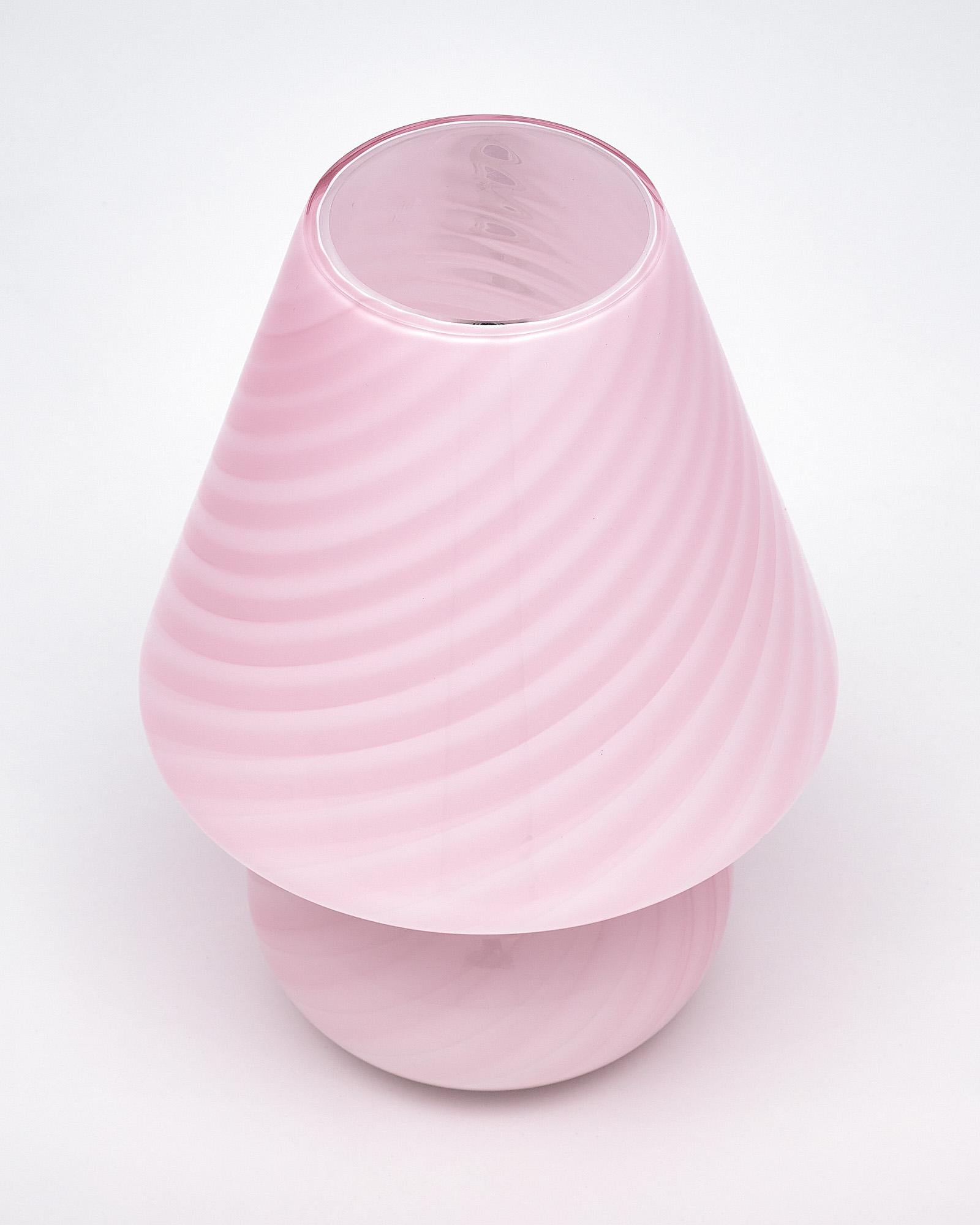 Rosa Murano Glas Fungo Lampe (20. Jahrhundert) im Angebot