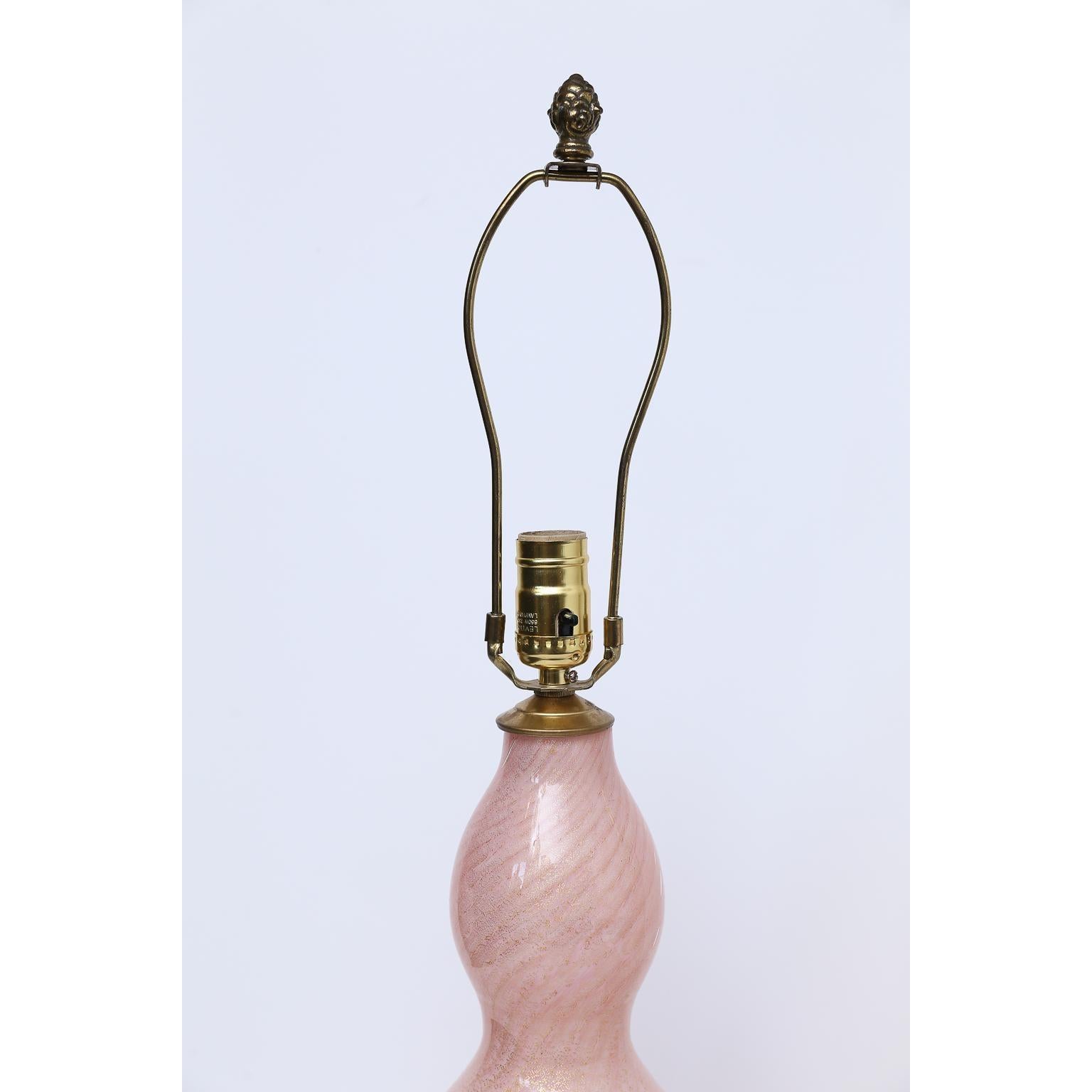 Pink Murano Glass Lamps, a Pair In Excellent Condition In Houston, TX